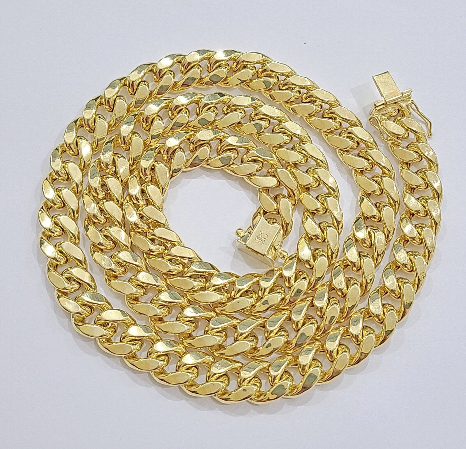 14k Yellow Gold Miami Cuban Link Chain 11mm 22" Necklace Box Lock Real - GoldenlinQ