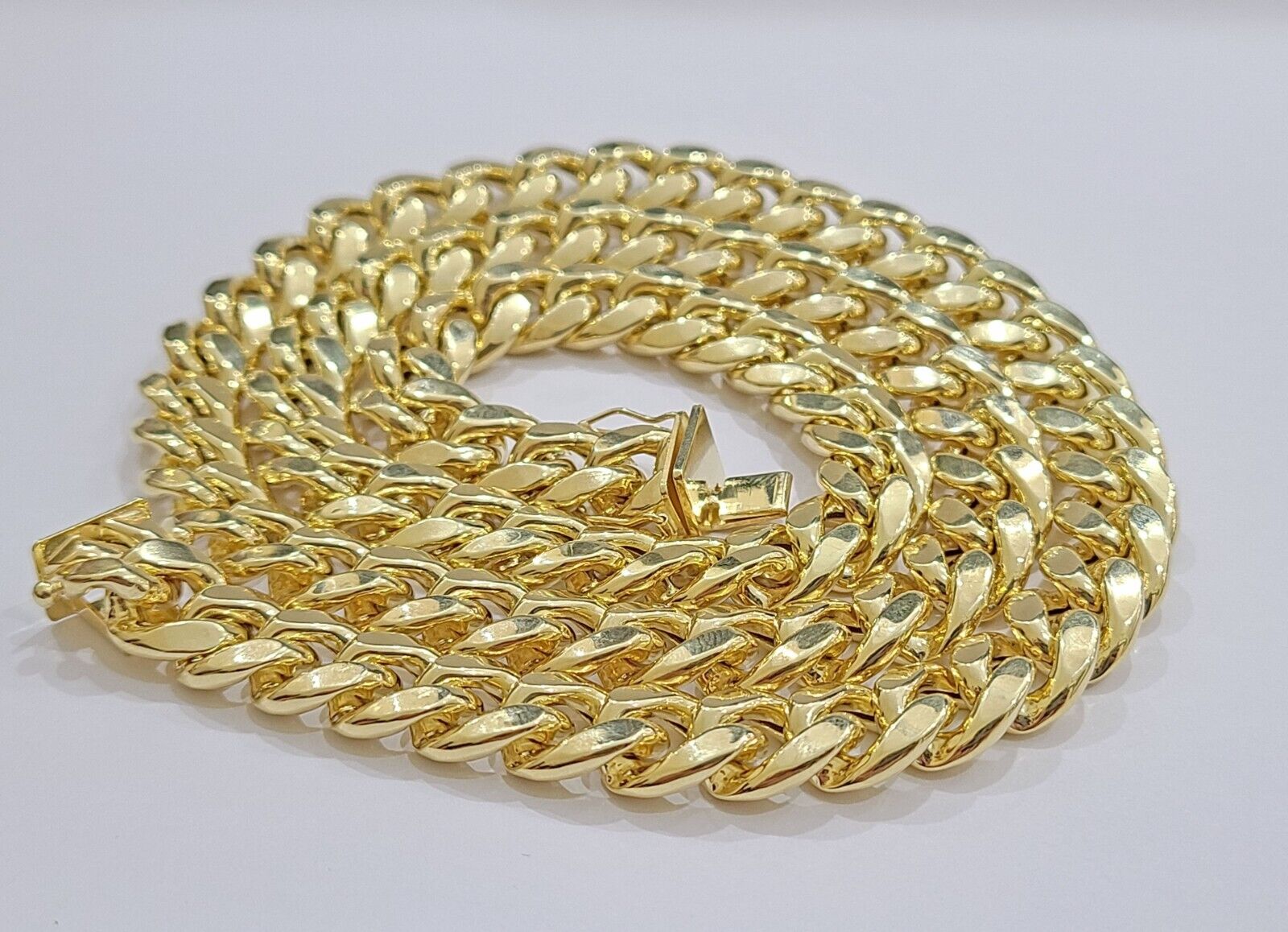 14k Yellow Gold Miami Cuban Link Chain 11mm 28" Necklace Box Lock Real - GoldenlinQ