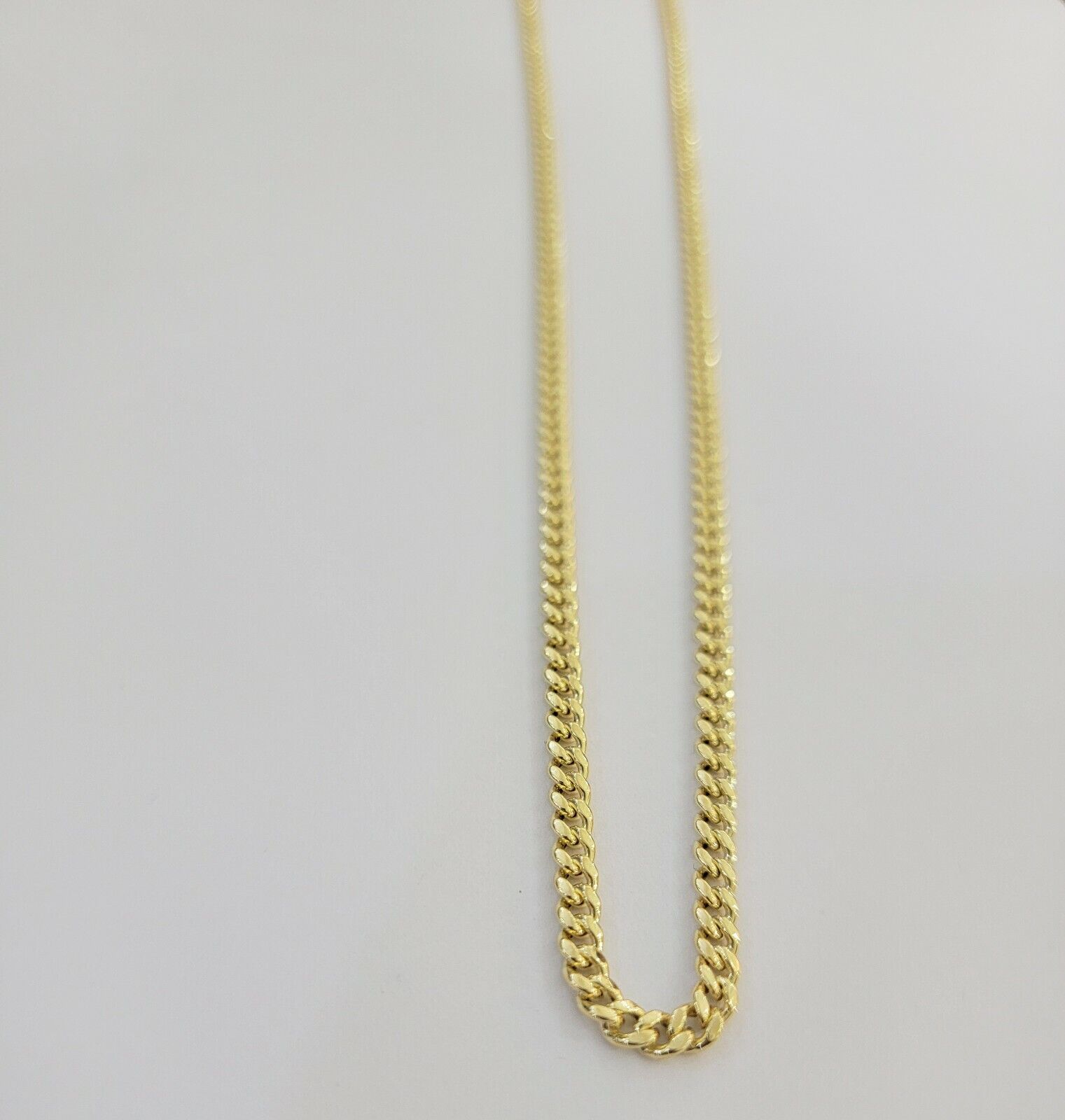 14k Yellow Gold Miami cuban Link Chain 3.5mm Necklace 20" Men Women , REAL 14KT - GoldenlinQ