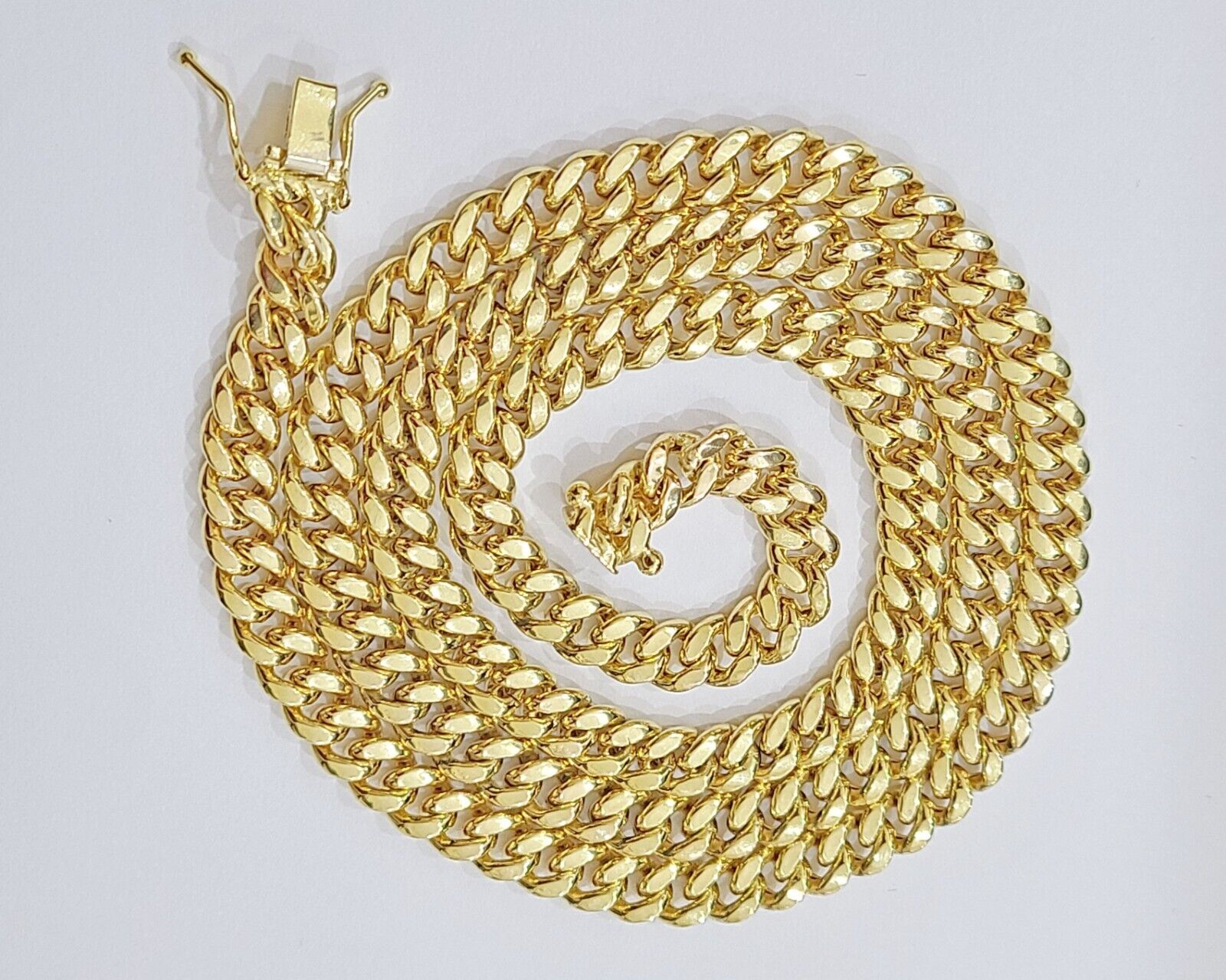 14k Yellow Gold Miami Cuban Link Chain 7mm 24" Necklace Box Lock REAL - GoldenlinQ