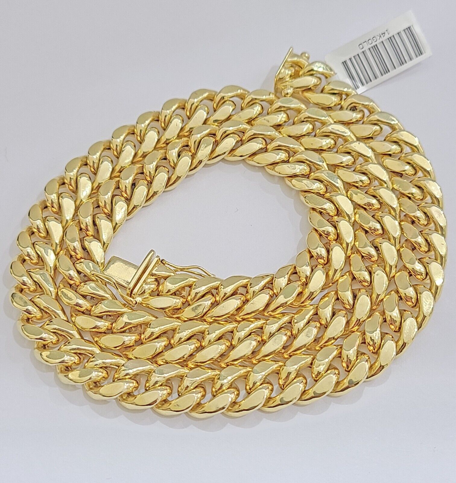 14k Yellow Gold Miami Cuban Link Chain 9mm 20" Necklace Box Lock 14kt Choker - GoldenlinQ