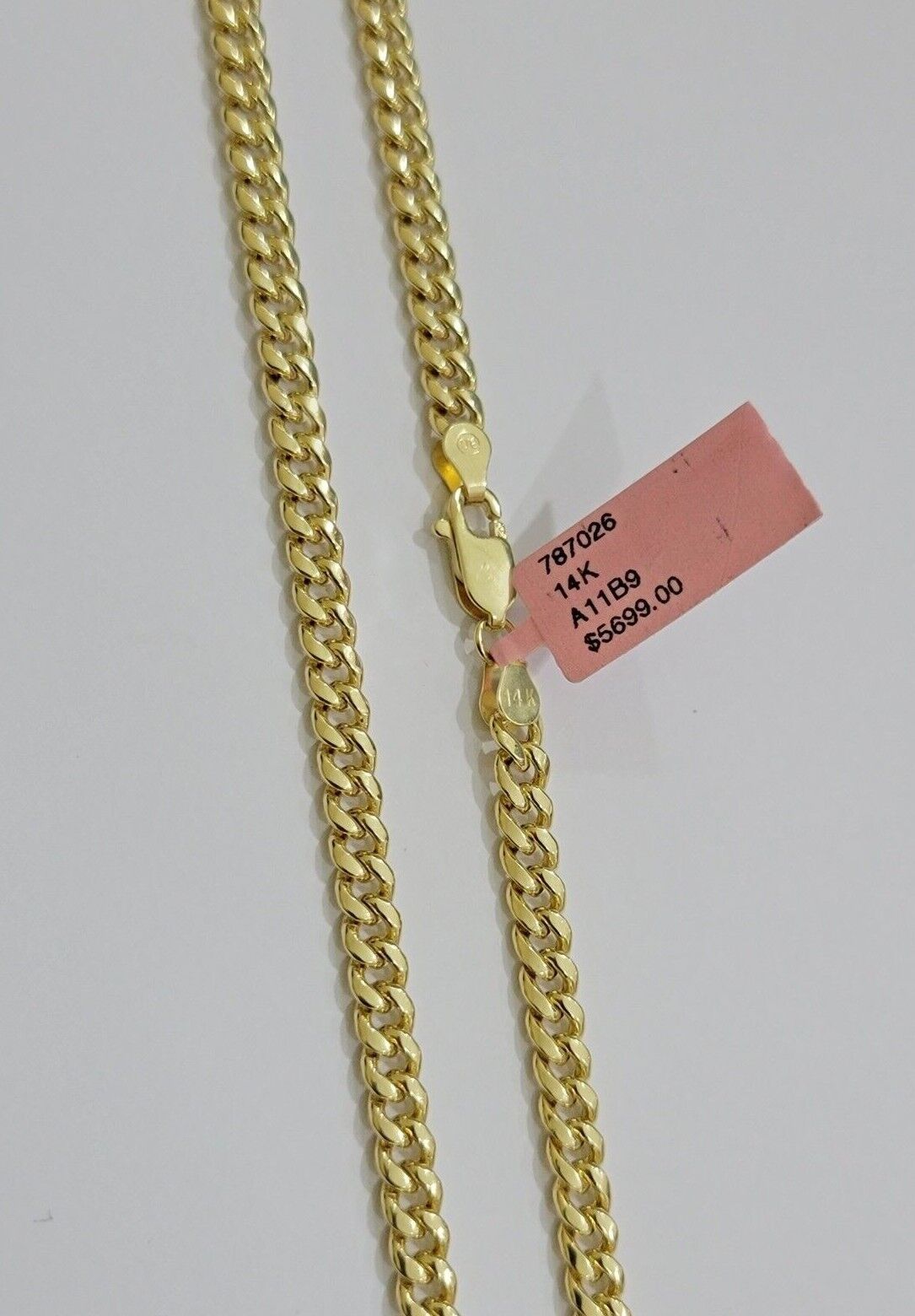 14k Yellow Gold Miami Cuban Link Chain Necklace 18'' 20" 22'' 24'' 26" Inch 5mm - GoldenlinQ