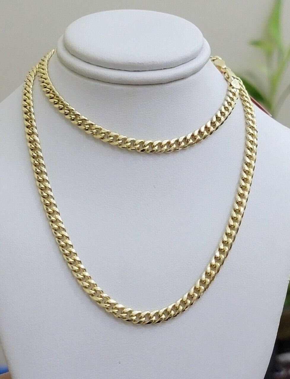 14k Yellow Gold Miami Cuban Link Chain Necklace 18'' 20" 22'' 24'' 26" Inch 5mm - GoldenlinQ