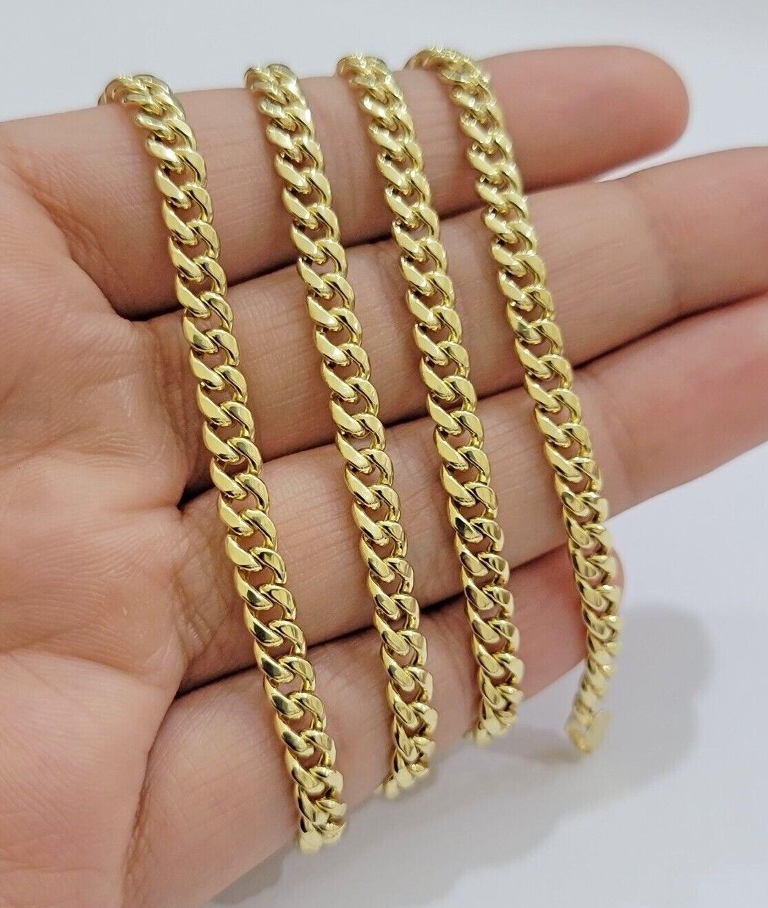 14k Yellow Gold Miami Cuban Link Chain Necklace 18'' 20" 22'' 24'' 26" Inch 5mm - GoldenlinQ