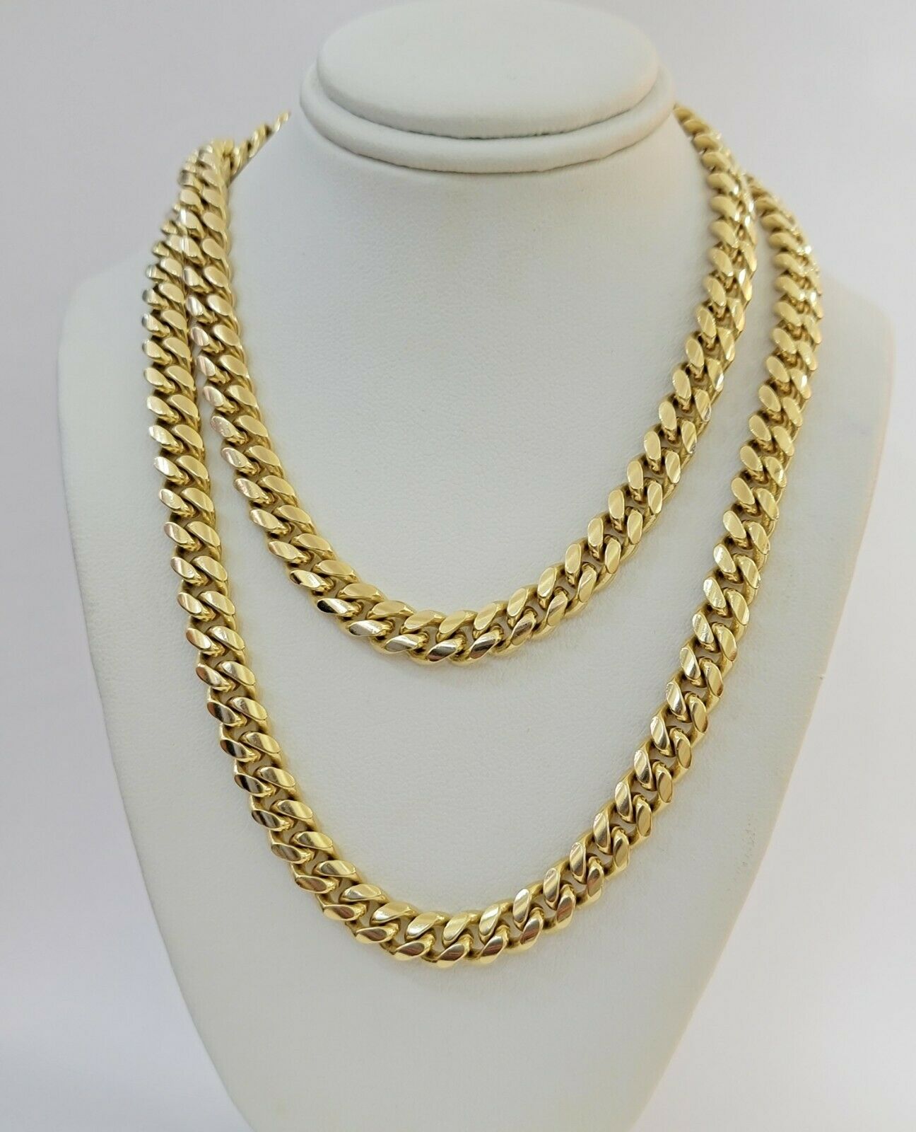14k Yellow Gold Miami Cuban Link Chain Necklace 7mm 24" Men's Real 14kt SOLID - GoldenlinQ