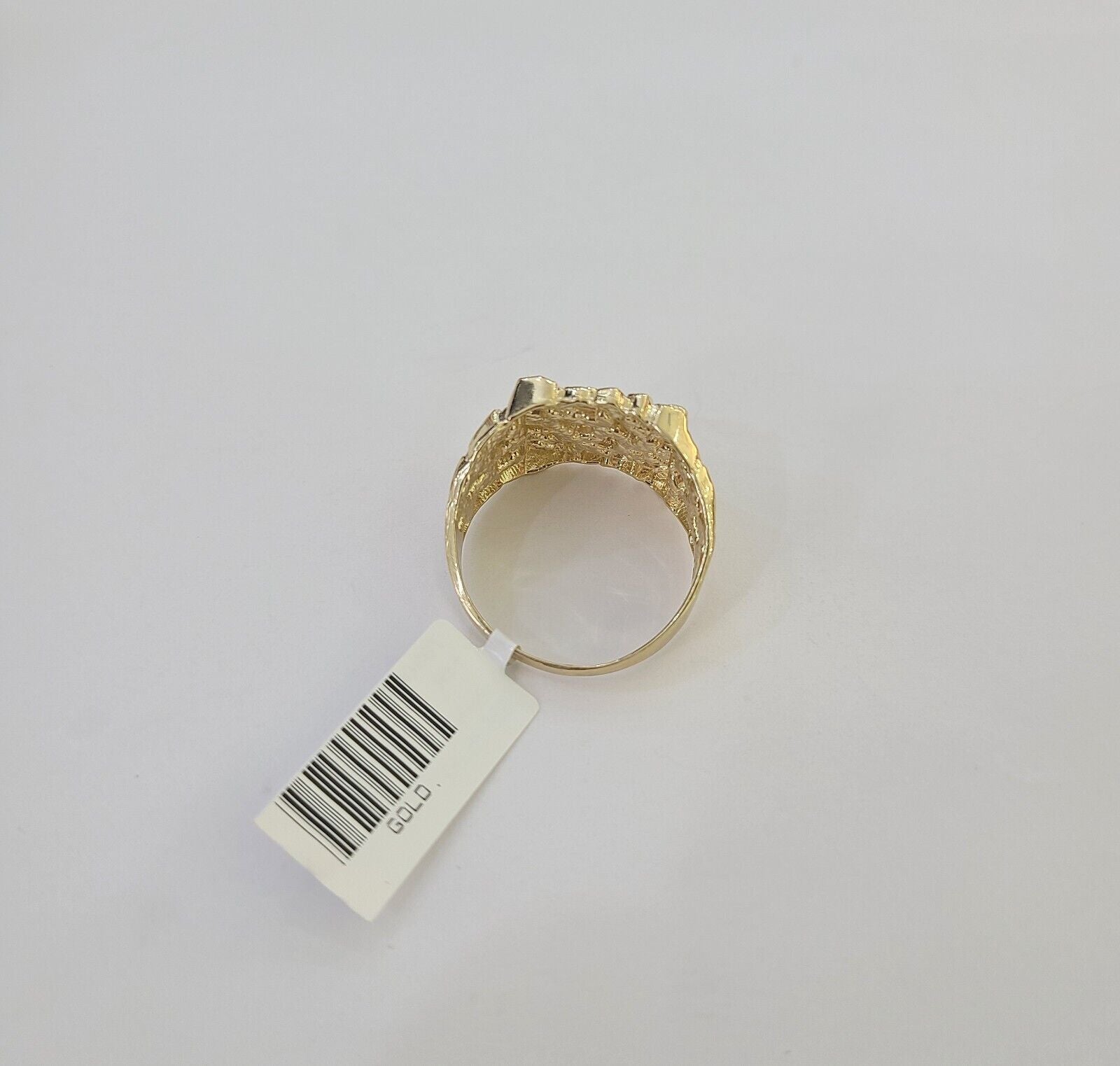14k Yellow Gold Nugget Band Ring Casual Square Gold Ring Sizable 10kt - GoldenlinQ