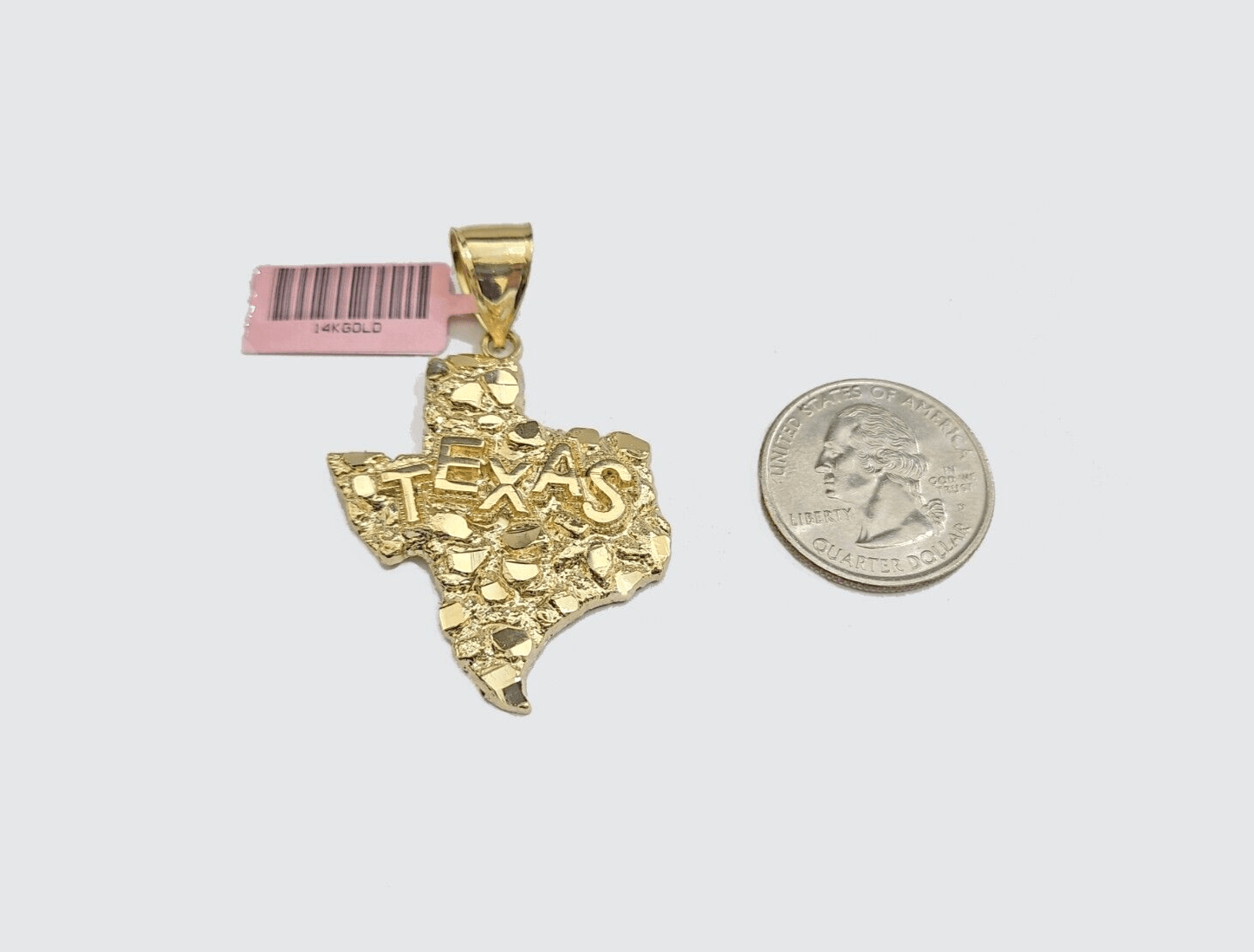 14k Yellow Gold Rope Chain 24'' Inch Necklace Texas Map Charm Pendant Real 14kt - GoldenlinQ