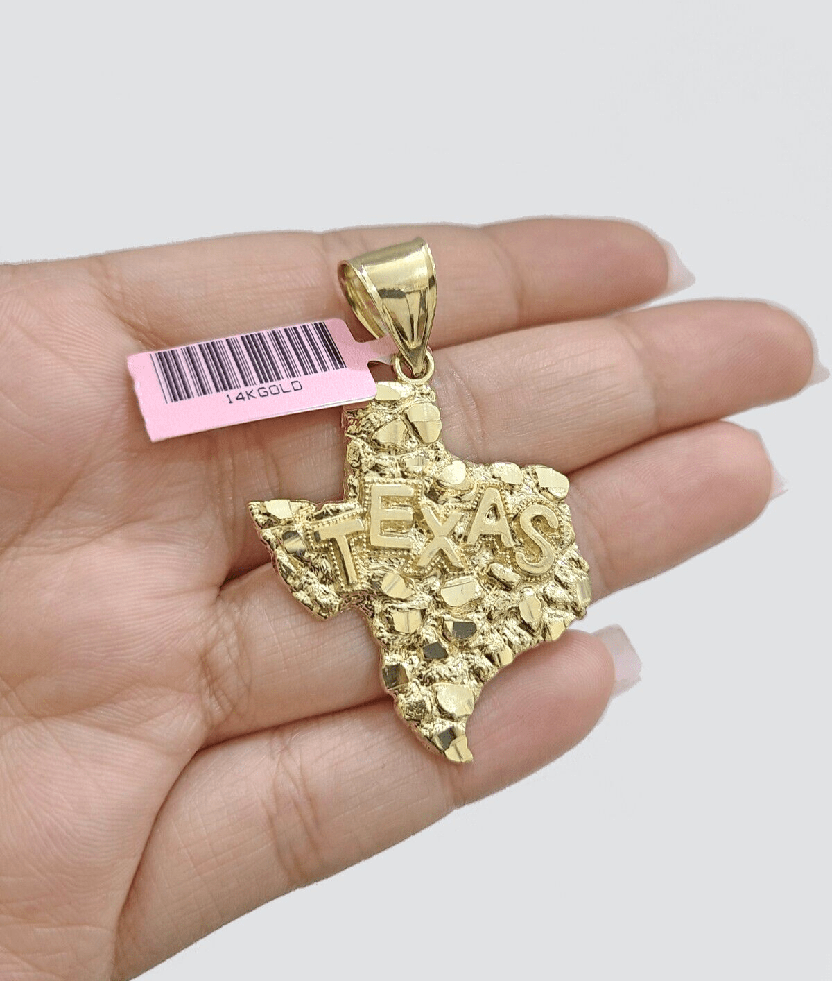 14k Yellow Gold Rope Chain 24'' Inch Necklace Texas Map Charm Pendant Real 14kt - GoldenlinQ
