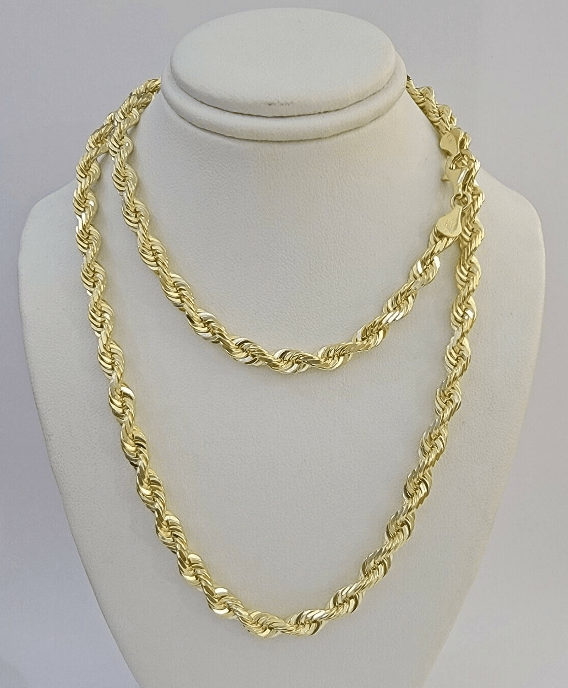 14k Yellow Gold Rope Chain Solid Necklace 6mm 20" Dimond Cut GURANTEED REAL GOLD - GoldenlinQ