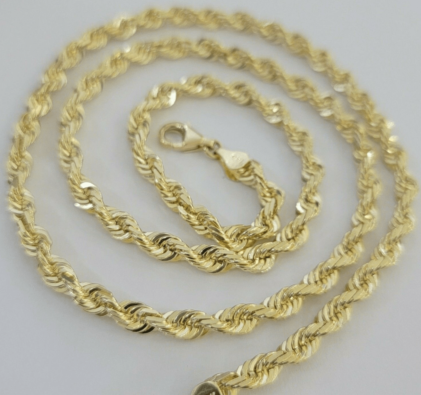 14k Yellow Gold Rope Chain Solid Necklace 6mm 20" Dimond Cut GURANTEED REAL GOLD - GoldenlinQ