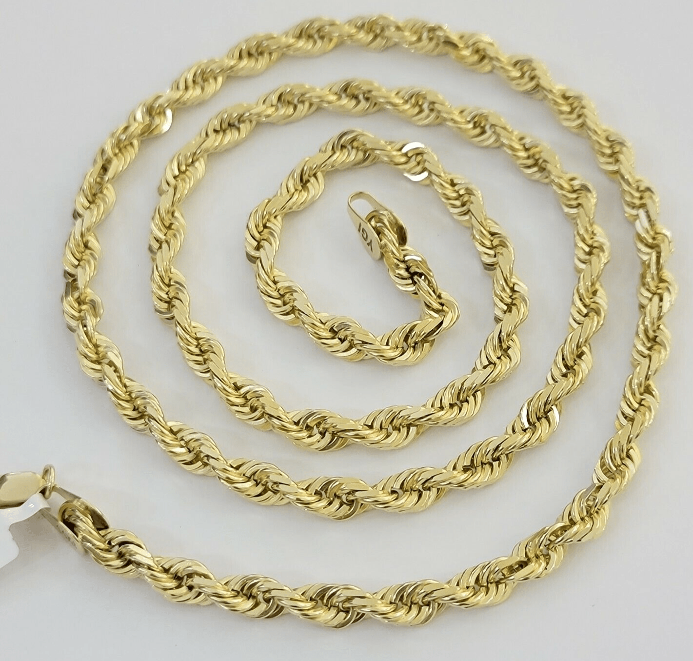 14k Yellow Gold Rope Chain Solid Necklace 6mm 20" Dimond Cut GURANTEED REAL GOLD - GoldenlinQ