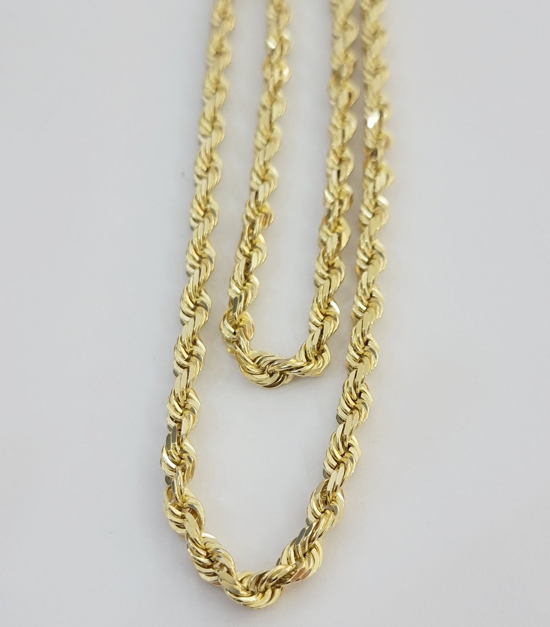 14k Yellow Gold Rope Chain Solid Necklace 6mm 20" Dimond Cut Real 14KT For Men Women