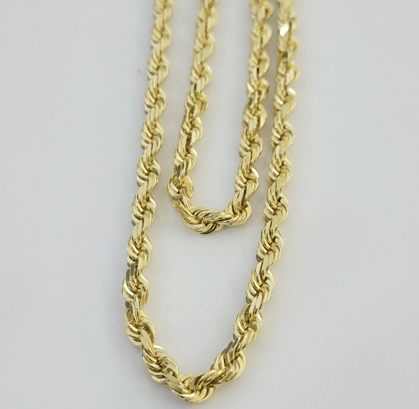 14k Yellow Gold Rope Chain Solid Necklace 6mm 24" Dimond Cut GURANTEED REAL GOLD - GoldenlinQ