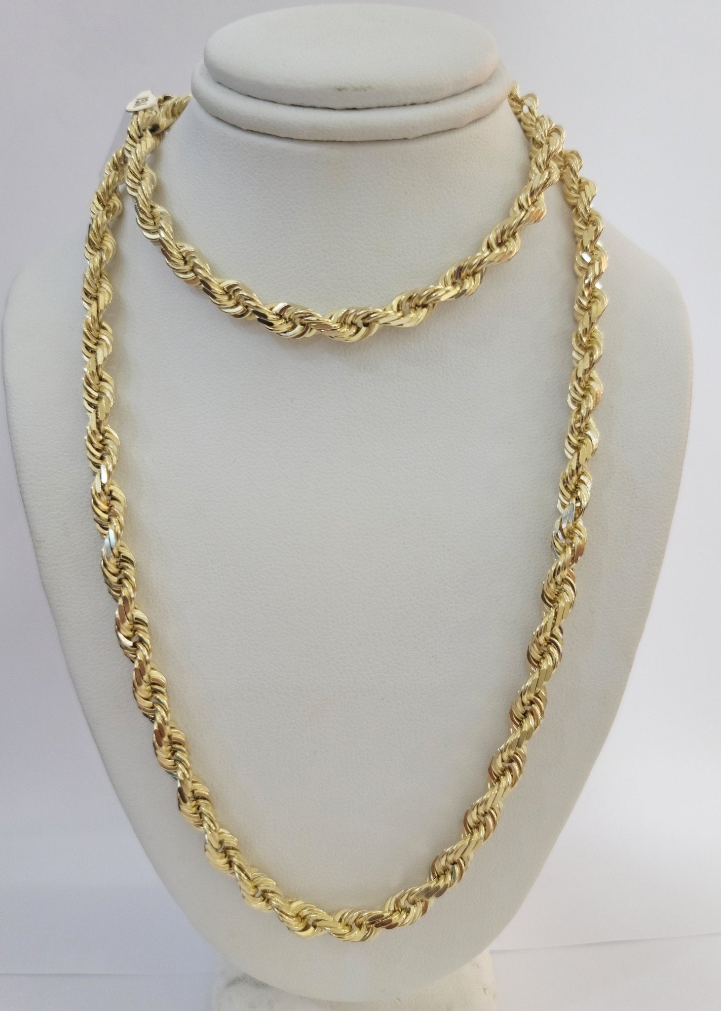 14k Yellow Gold Rope Chain Solid Necklace 6mm 28" Dimond Cut 14KT Real Gold Sale