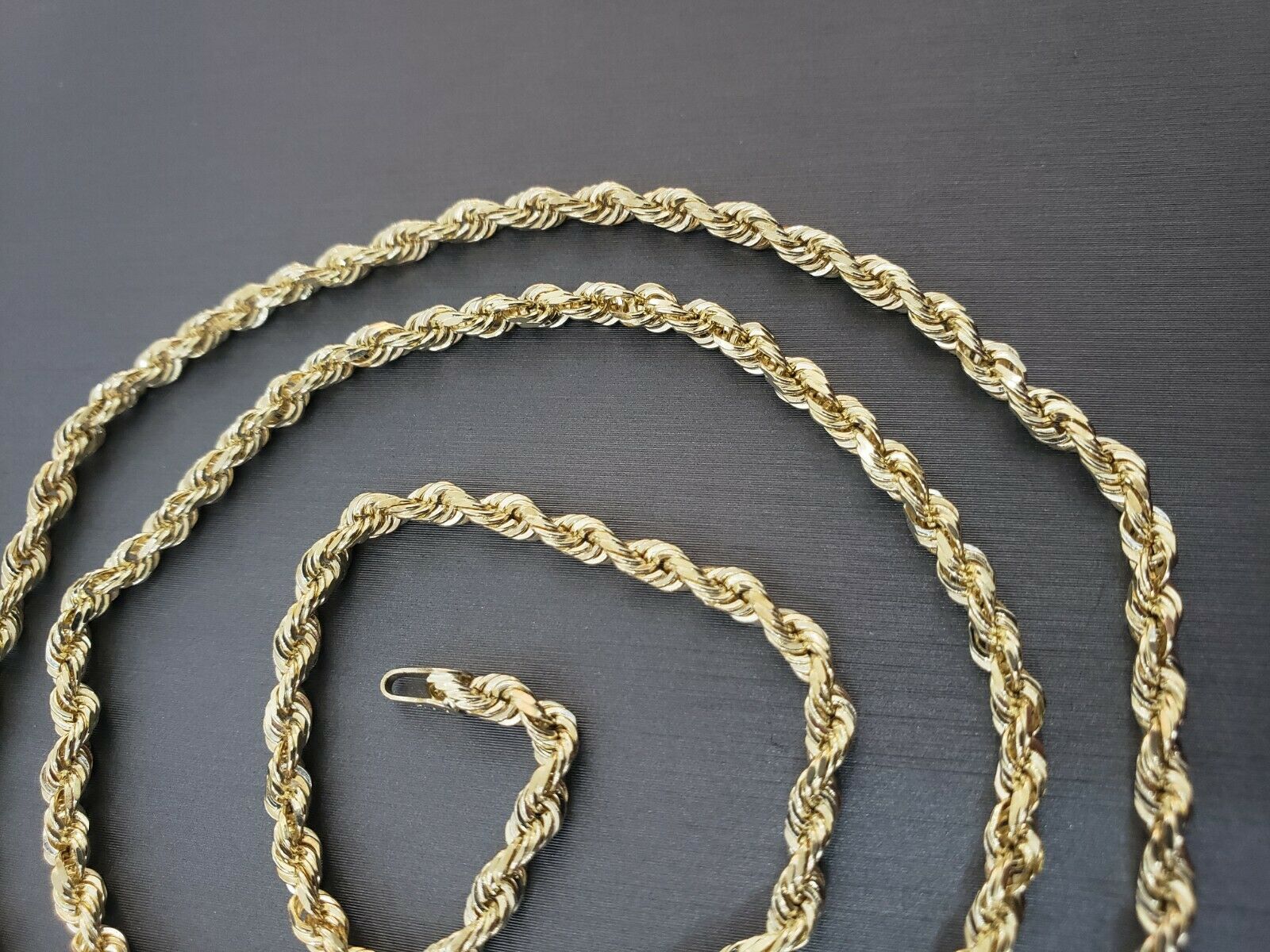 14K Yellow Gold Solid Chain Necklace 18" - 28" 3mm Diamond Cut REAL 14kt Men Women - GoldenlinQ