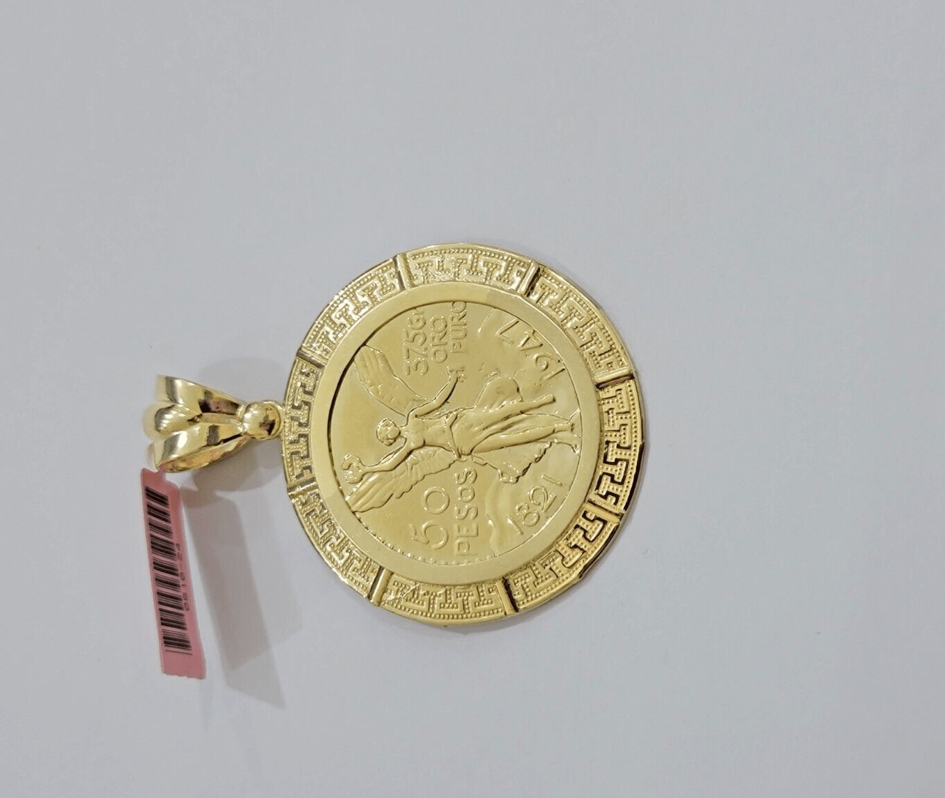 14kt Yellow Gold 1947 Mexican Centenario 50 Gold Pesos Copy Coin With Bezel SALE - GoldenlinQ