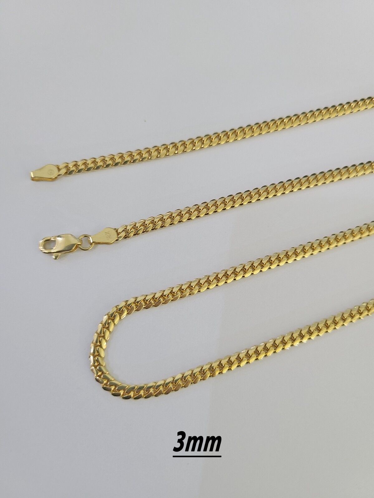 18k Solid Miami Cuban Chain Gold 2.5mm 3mm 4mm 18" 20" 22" 24" Inch Necklace