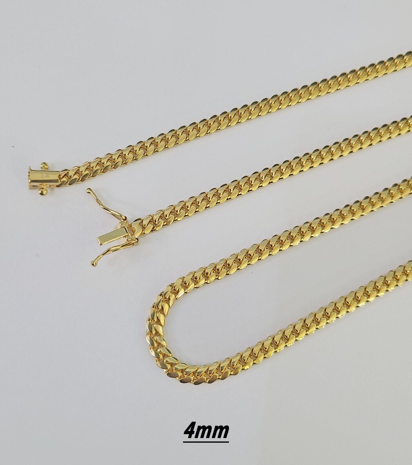 18k Solid Miami Cuban Chain Gold 2.5mm 3mm 4mm 18" 20" 22" 24" Inch Necklace