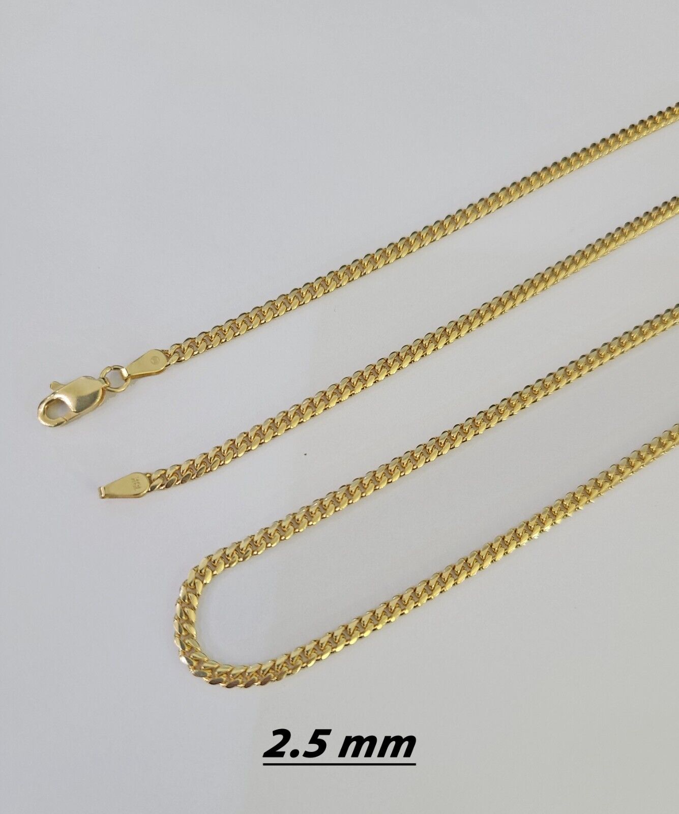 18k Solid Miami Cuban Chain Gold 2.5mm 3mm 4mm 18" 20" 22" 24" Inch Necklace
