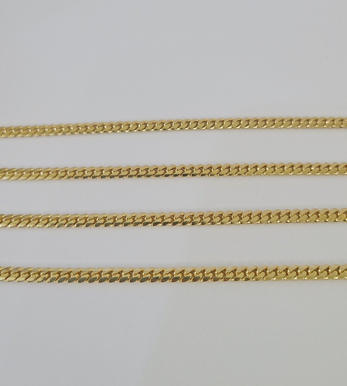 18k Solid Miami Cuban Chain Yellow Gold 3mm 28" Inches Genuine Necklace Real