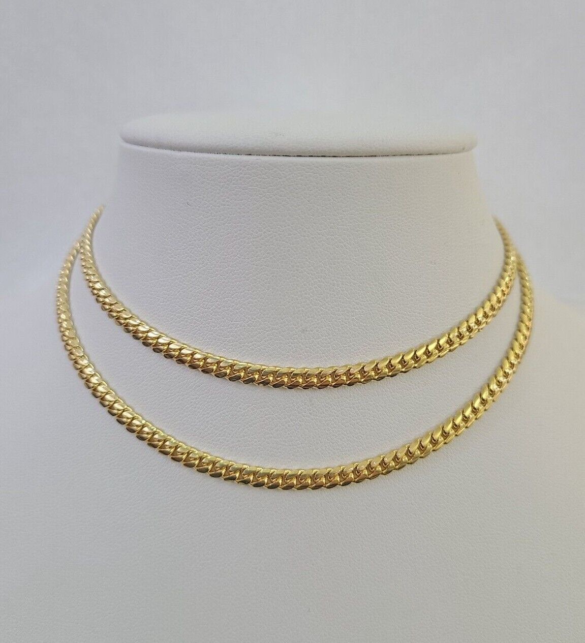 18k Solid Miami Cuban Necklace Chain Yellow Gold 4mm 18" 20" 22" 24" Inch Real - GoldenlinQ