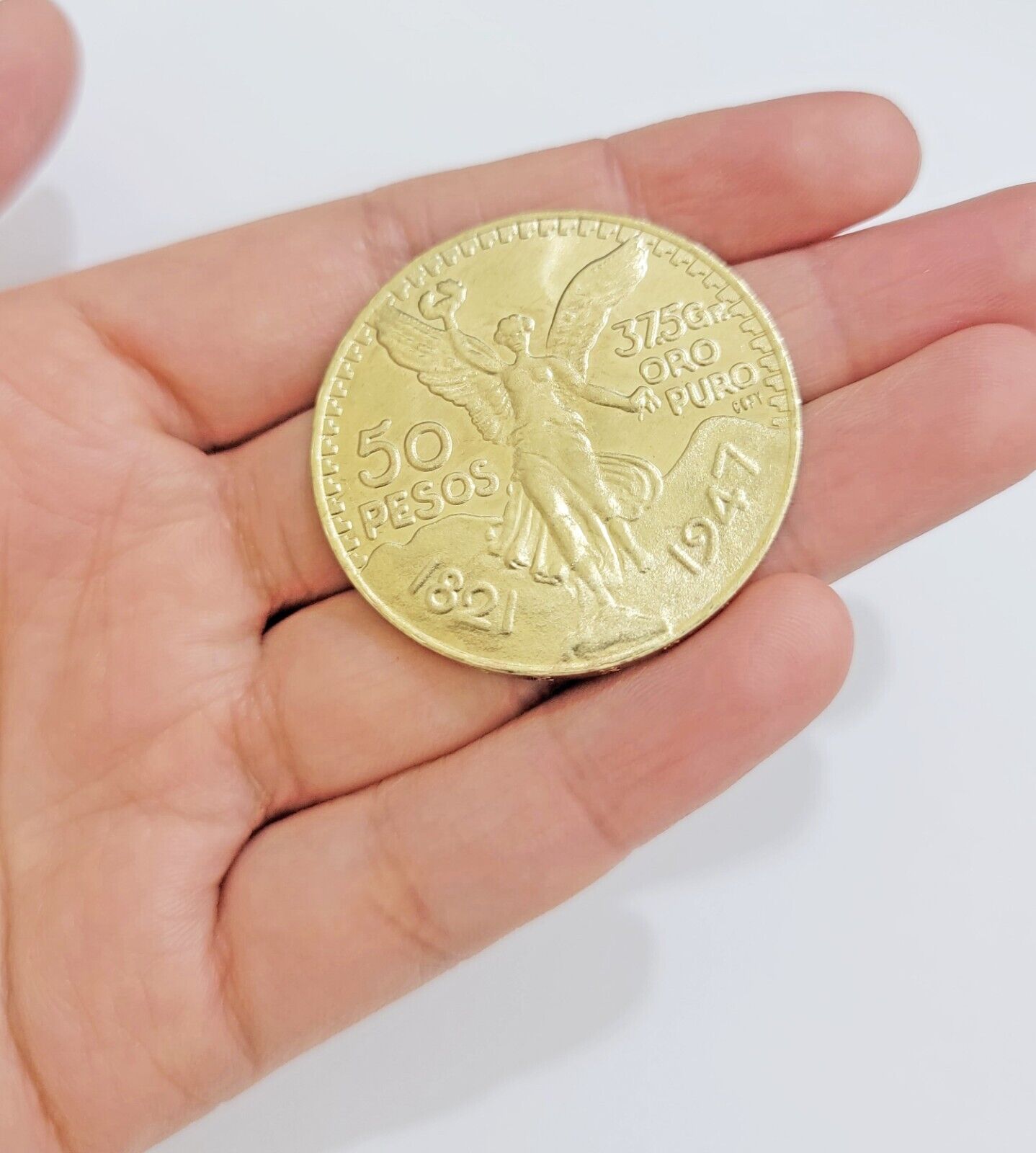1947 Mexican Centenario 50 Gold Pesos Coin Solid 10k Yellow Gold Centenaro REAL - GoldenlinQ