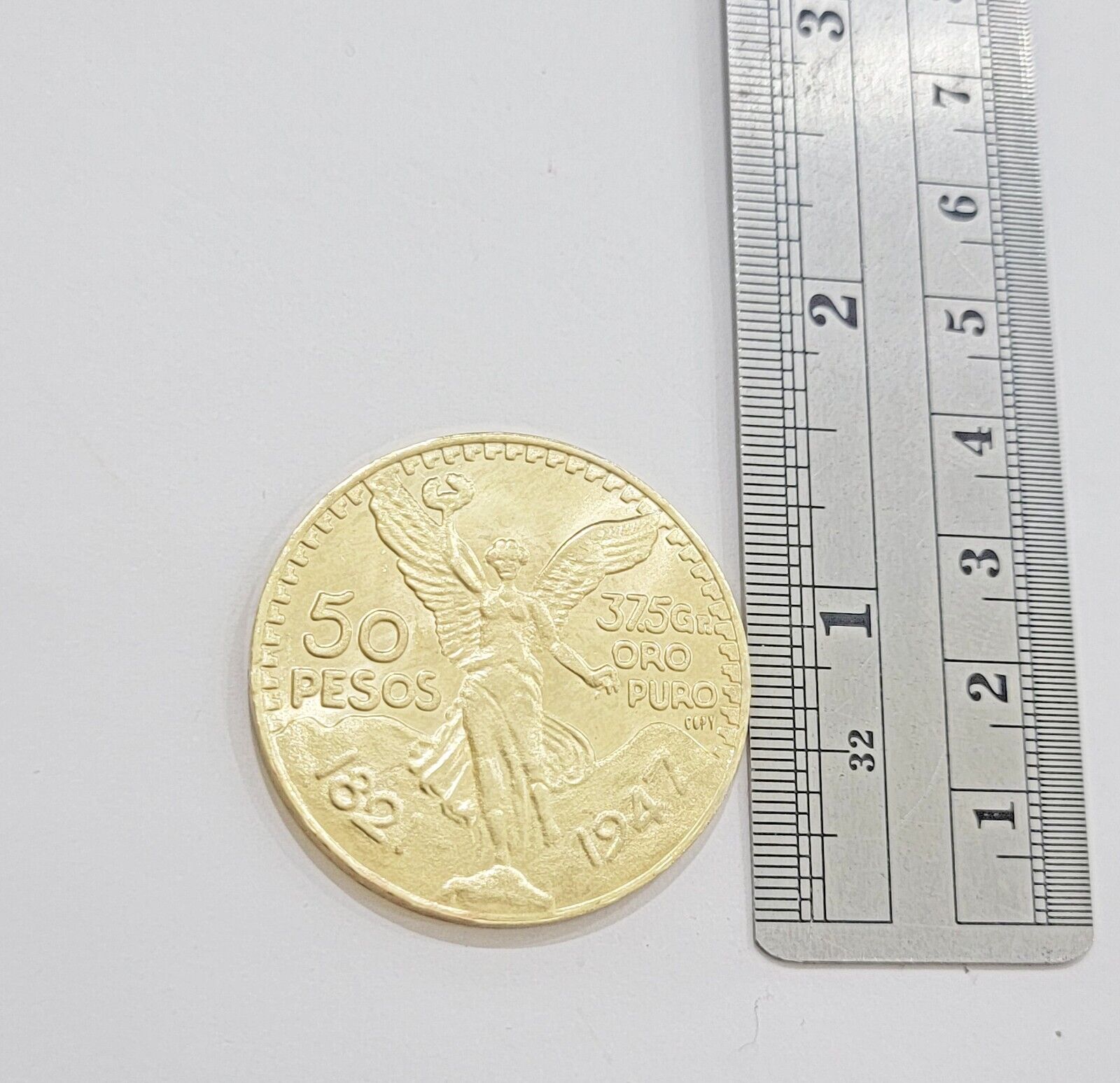 1947 Mexican Centenario 50 Gold Pesos Coin Solid 10k Yellow Gold Centenaro REAL - GoldenlinQ