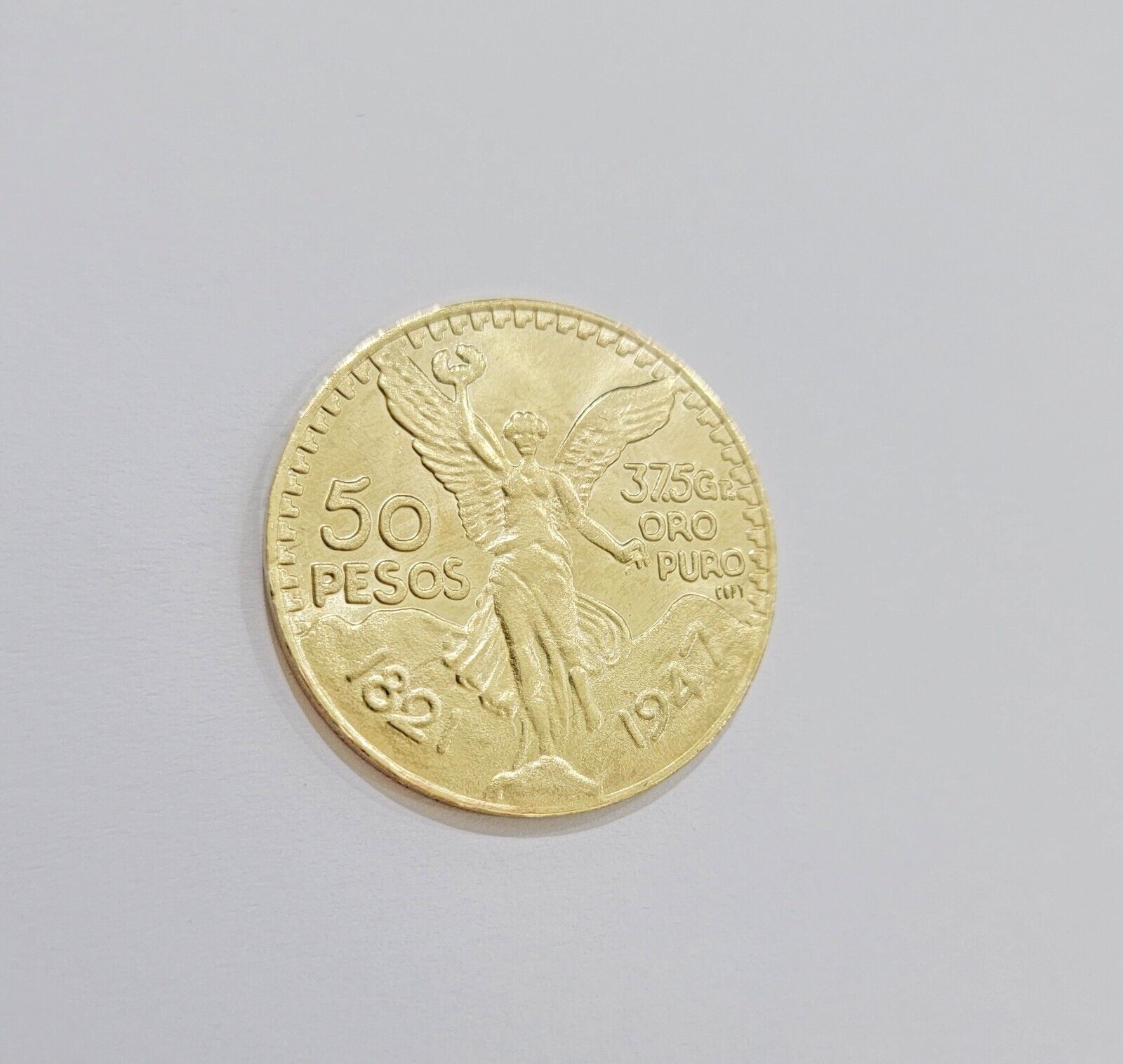 1947 Mexican Centenario 50 Gold Pesos Copy Coin Solid 10k Yellow Gold Centenaro - GoldenlinQ
