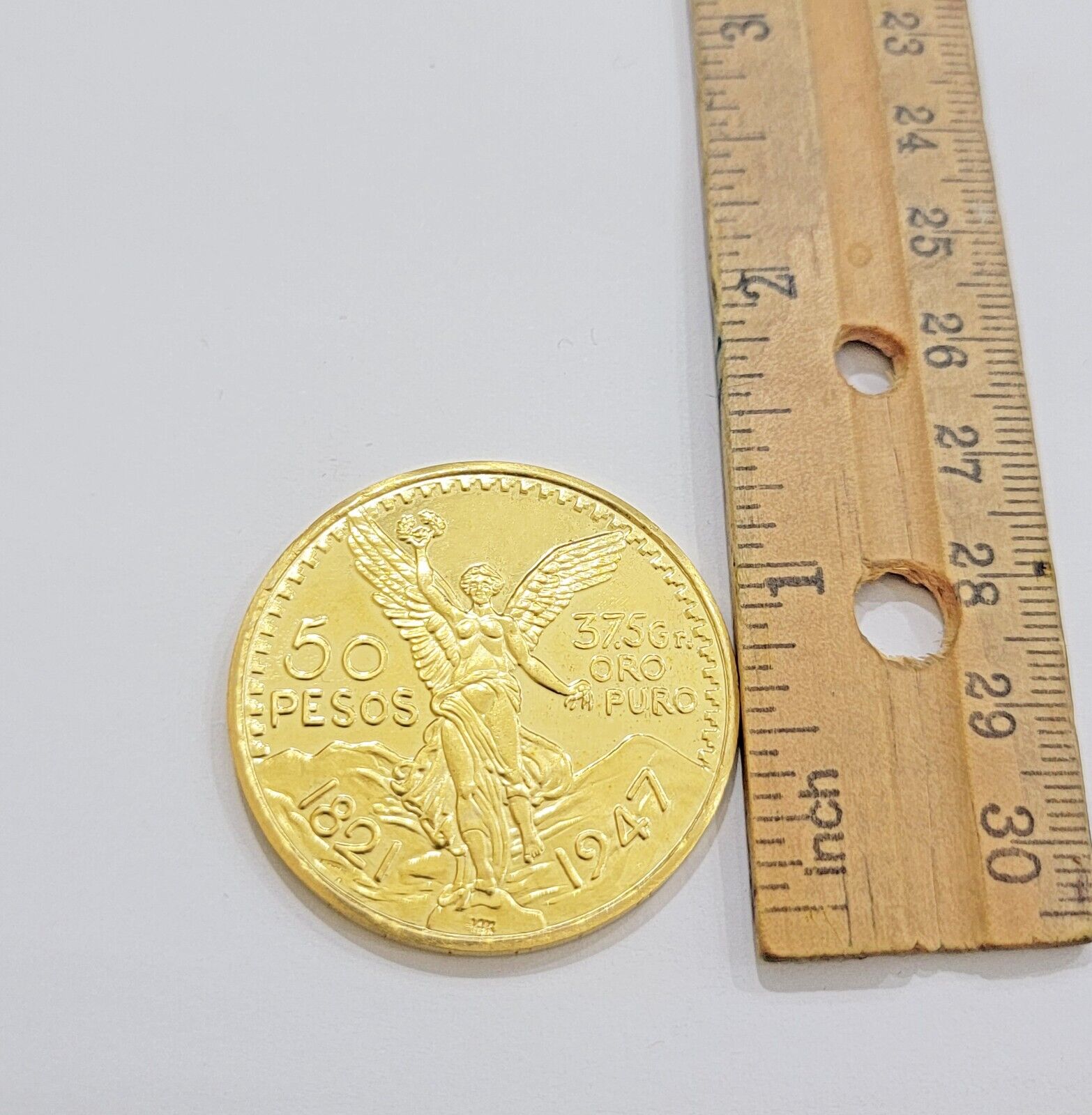 1947 Mexican Centenaro 50 Gold Pesos Copy Coin Solid 14k Yellow Gold , REAL 14KT - GoldenlinQ