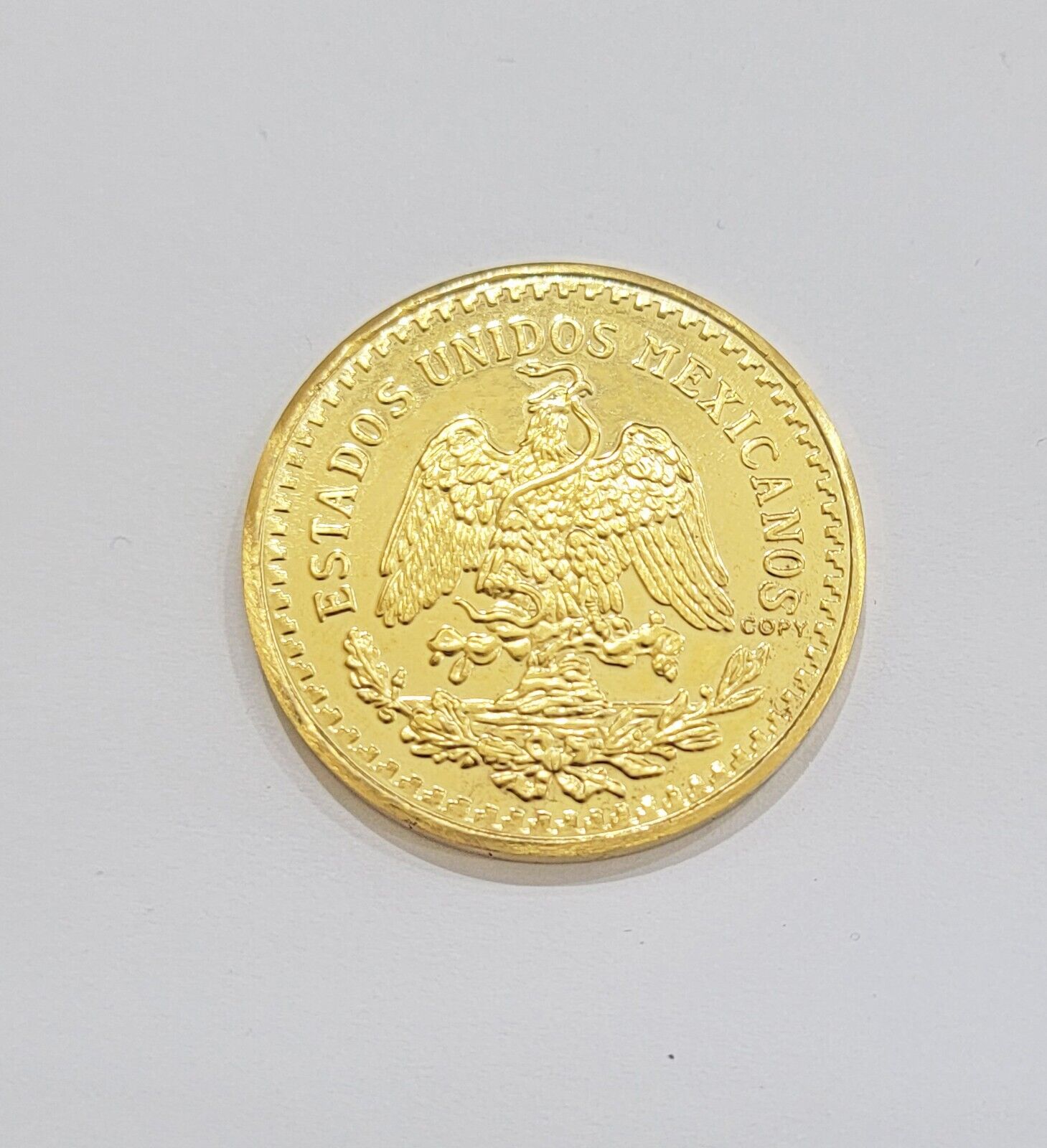 1947 Mexican Centenaro 50 Gold Pesos Copy Coin Solid 14k Yellow Gold , REAL 14KT - GoldenlinQ