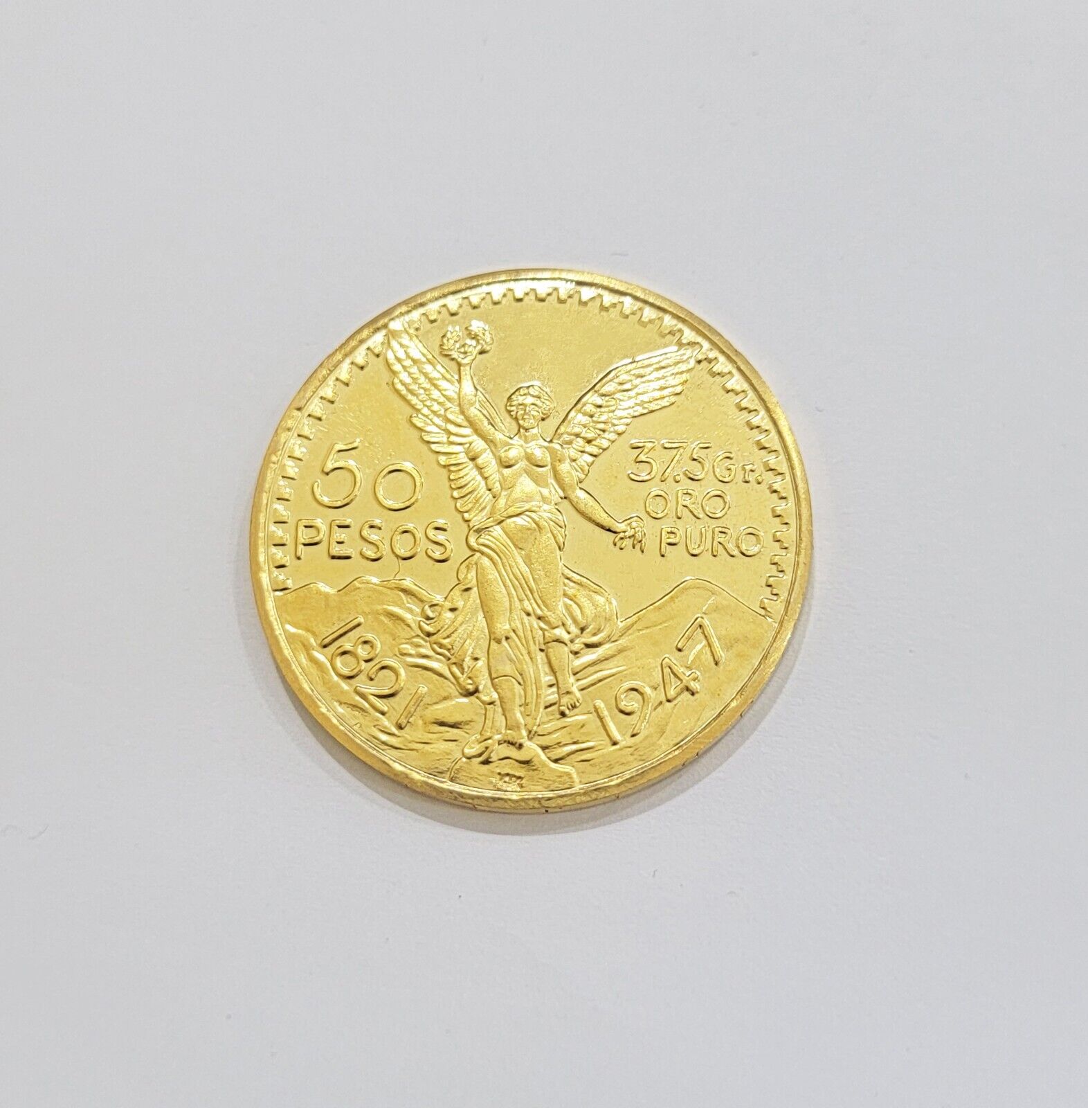 1947 Mexican Centenaro 50 Gold Pesos Copy Coin Solid 14k Yellow Gold , REAL 14KT - GoldenlinQ