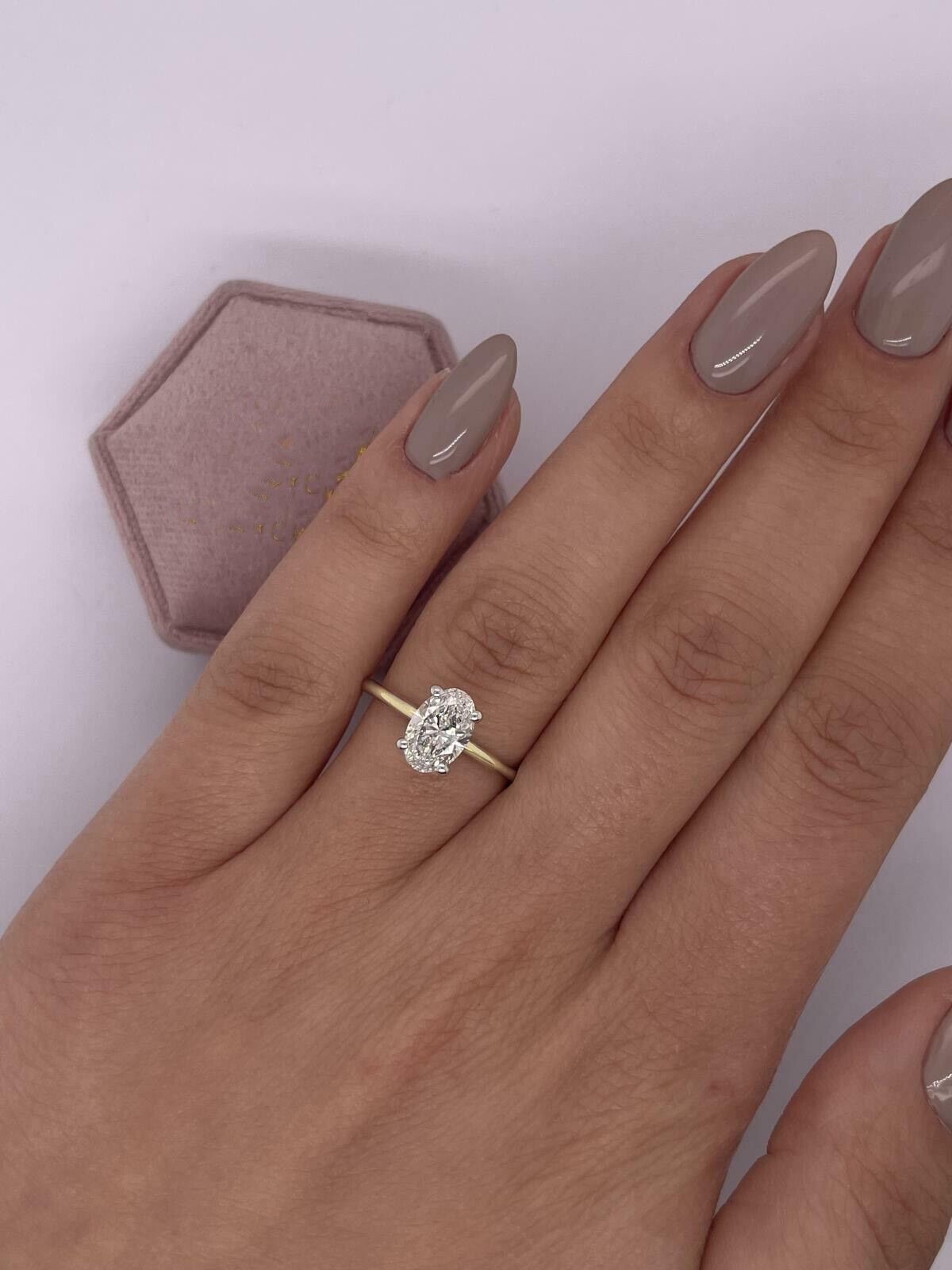 1CT IGI Certified Diamond Engagement Ring VS2 D Oval Lab - created 14k Yellow Gold - GoldenlinQ