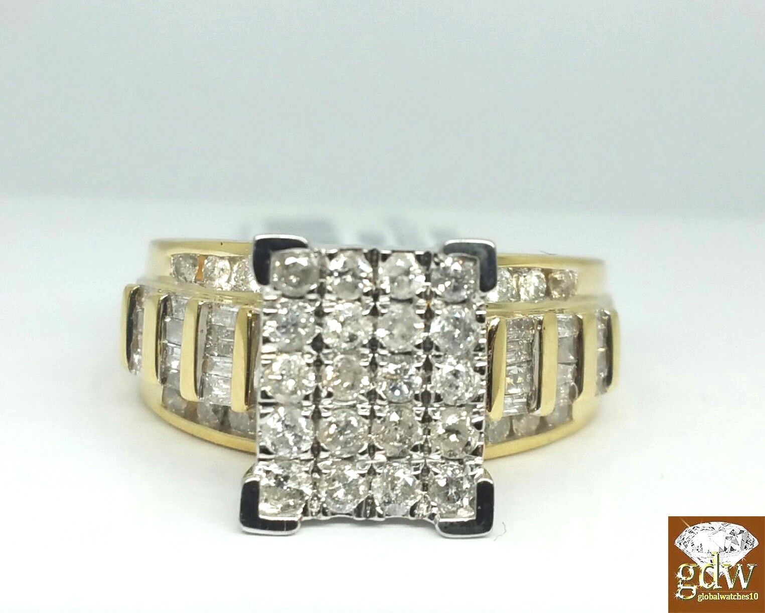 1CT REAL Diamond 10k Yellow Gold ladies Ring Wedding Anniversary Women Ring REAL - GoldenlinQ