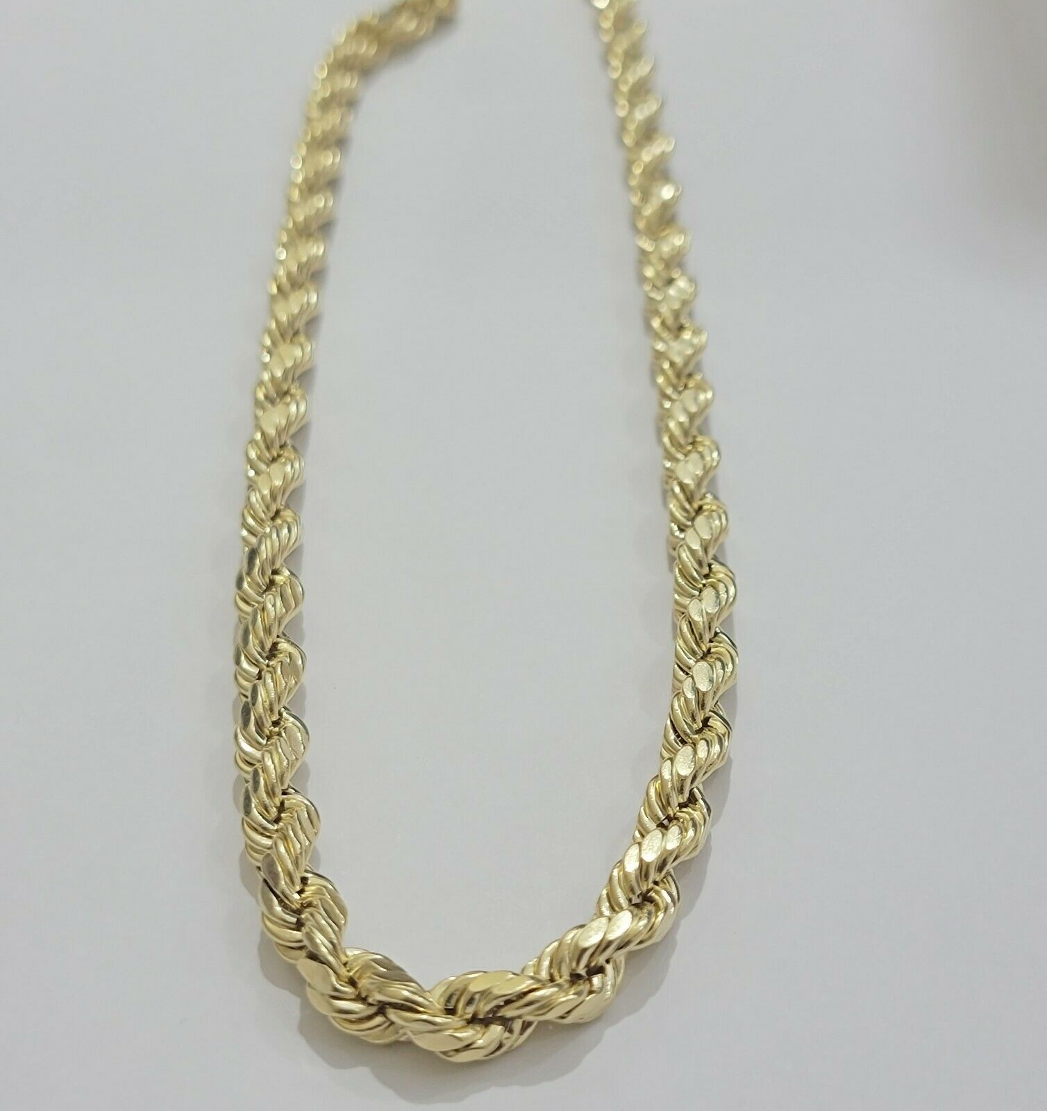 26" 10k Gold Rope Necklace 7mm Men's Chain Diamond Cuts Lobster 10KT REAL GOLD - GoldenlinQ