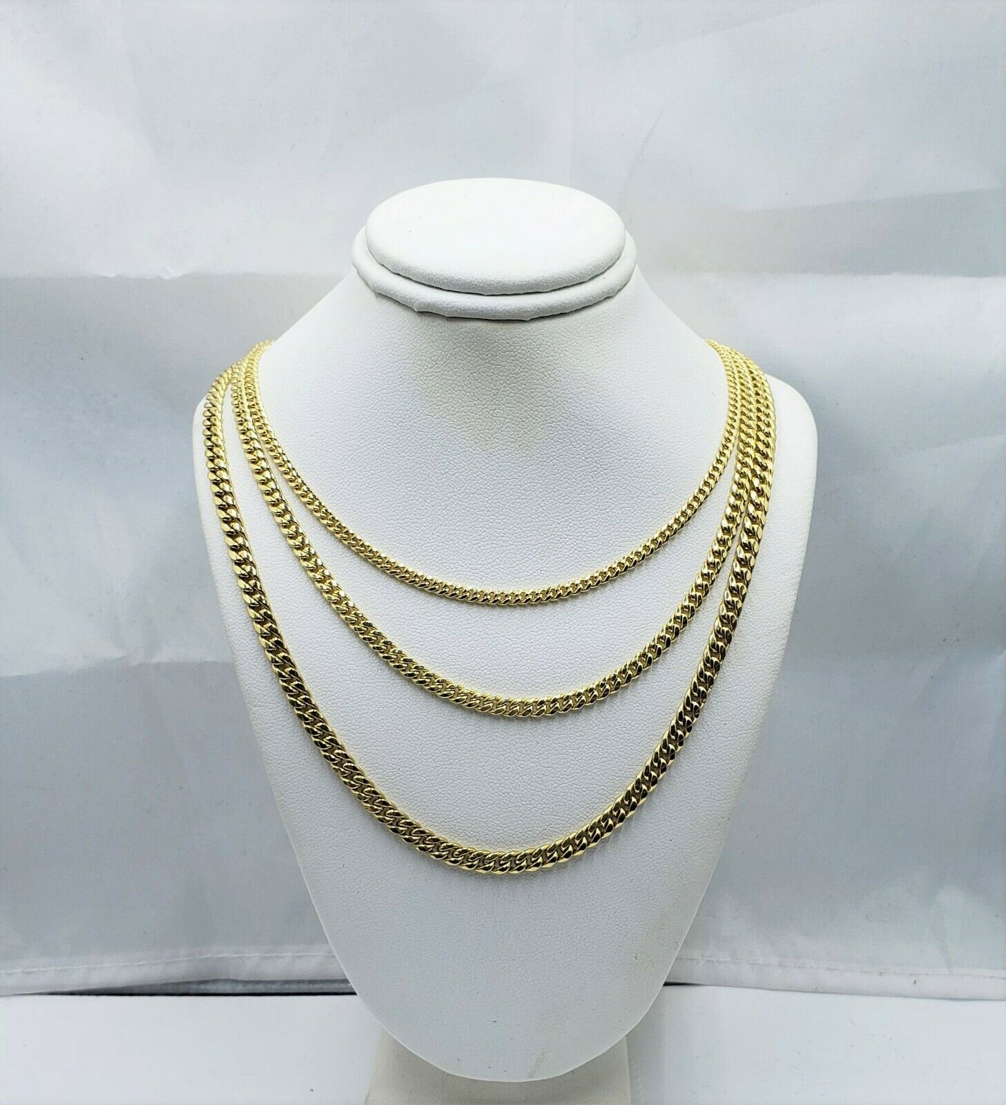 2mm 3mm 4mm Cuban link Necklace Chain Gold 10kt Yellow Gold 20" - 28" Men Women - GoldenlinQ