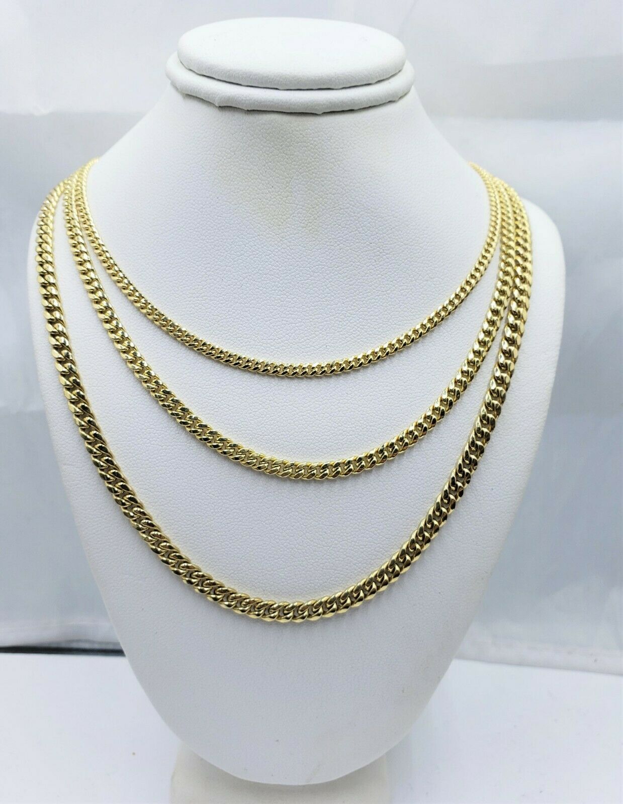 2mm 3mm 4mm Cuban link Necklace Chain Gold 10kt Yellow Gold 20" - 28" Men Women - GoldenlinQ