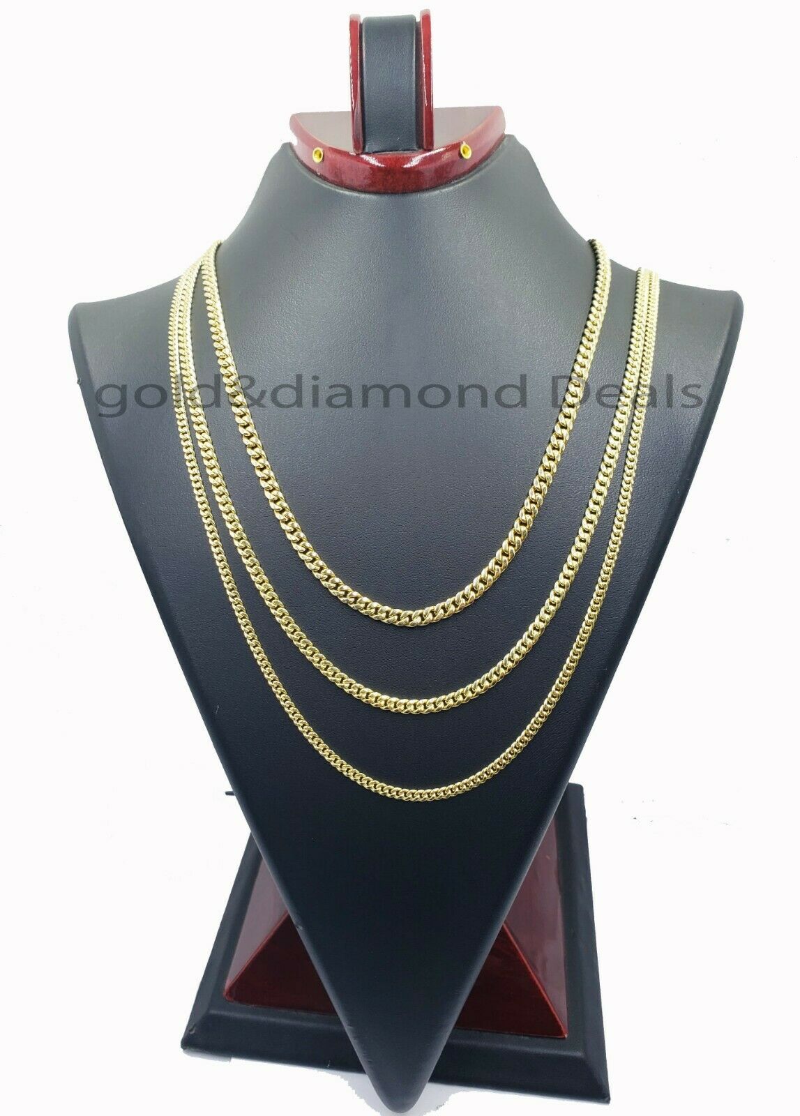 2mm 3mm 4mm Cuban link Necklace Chain Gold 10kt Yellow Gold 20" - 28" Men Women - GoldenlinQ