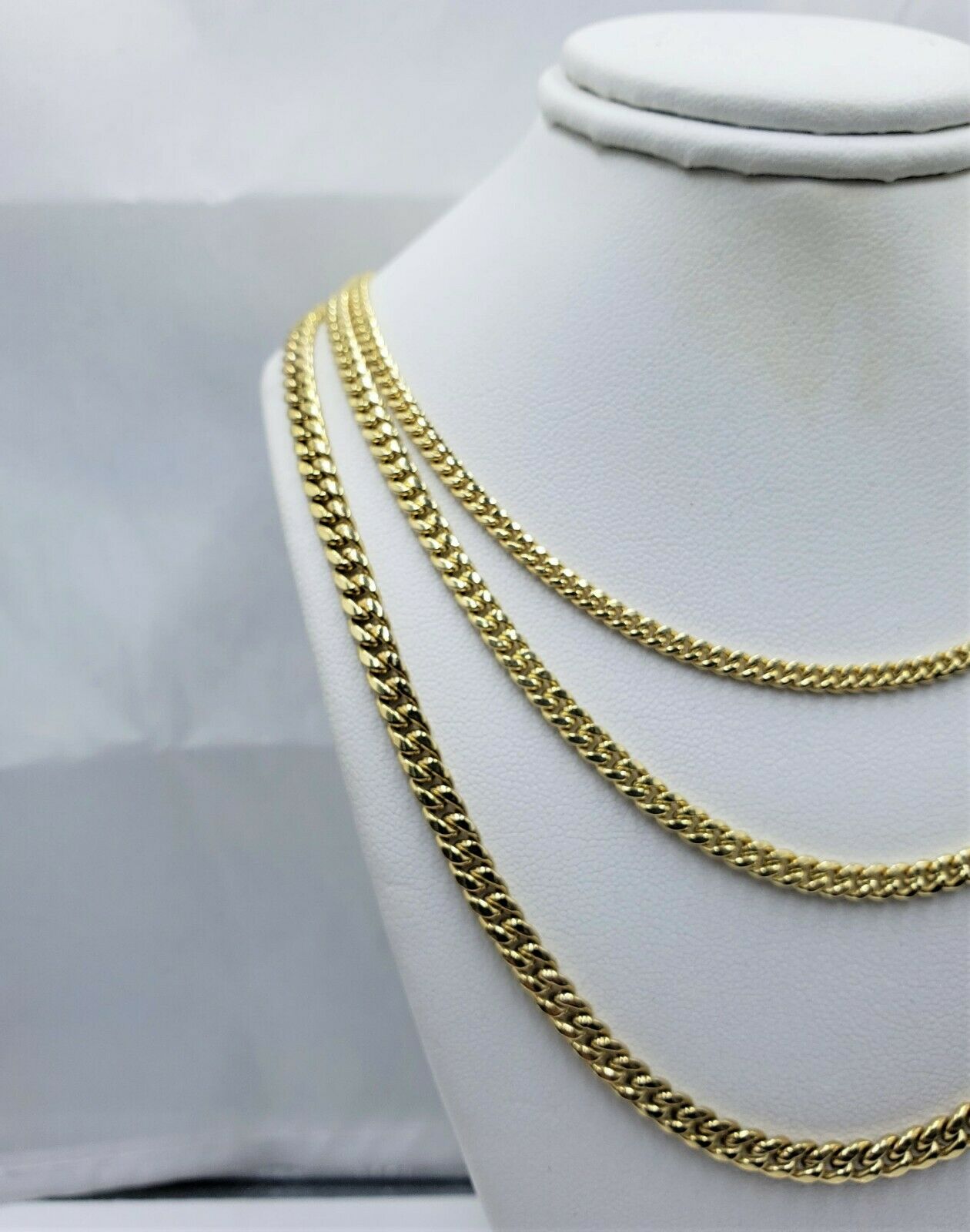 2mm 3mm 4mm Cuban link Necklace Chain Gold 10kt Yellow Gold 20" - 28" Men Women - GoldenlinQ