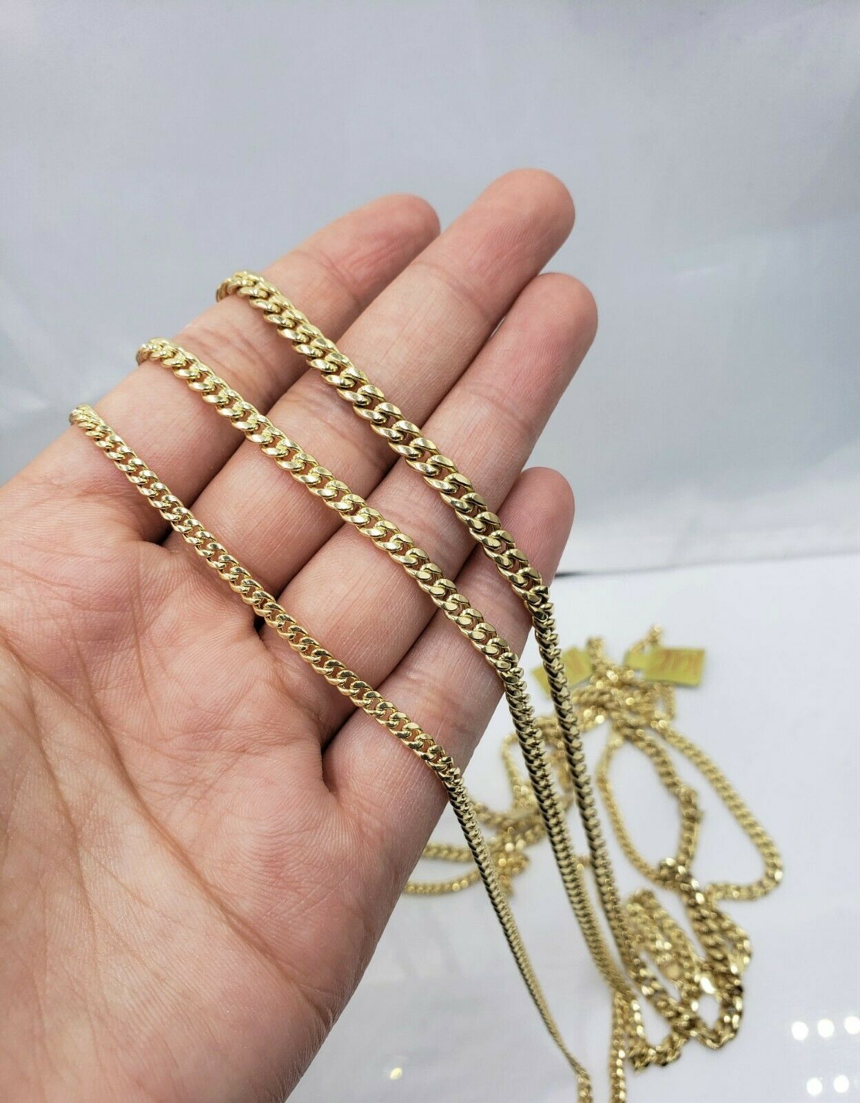 2mm 3mm 4mm Cuban link Necklace Chain Gold 10kt Yellow Gold 20" - 28" Men Women - GoldenlinQ