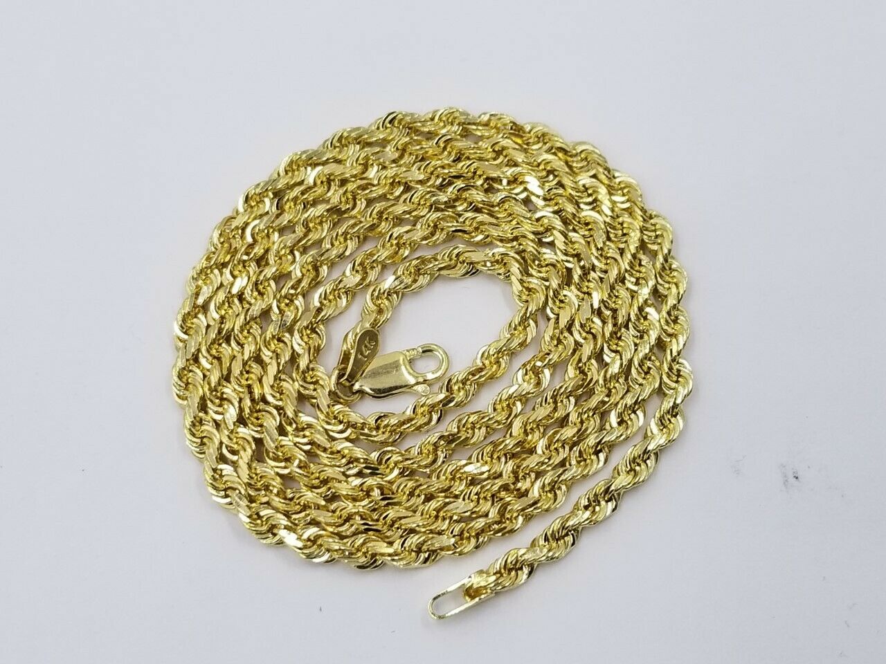 3mm SOLID 10k yellow Gold Rope Chain 16" - 26" Inch HEAVY Necklace Men Women REAL - GoldenlinQ