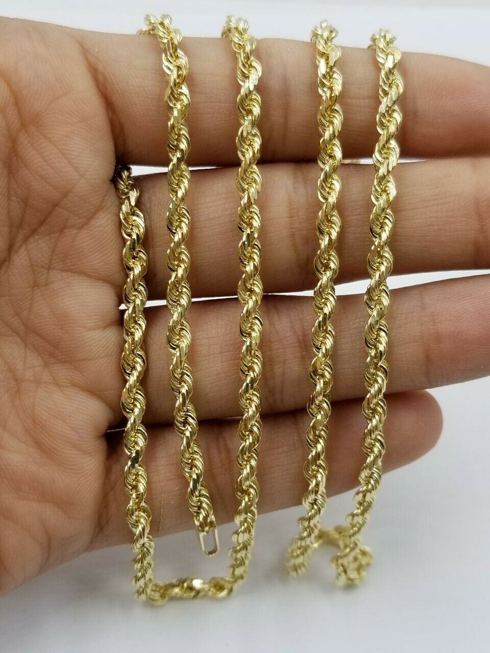 3mm SOLID 10k yellow Gold Rope Chain 16" - 26" Inch HEAVY Necklace Men Women REAL - GoldenlinQ