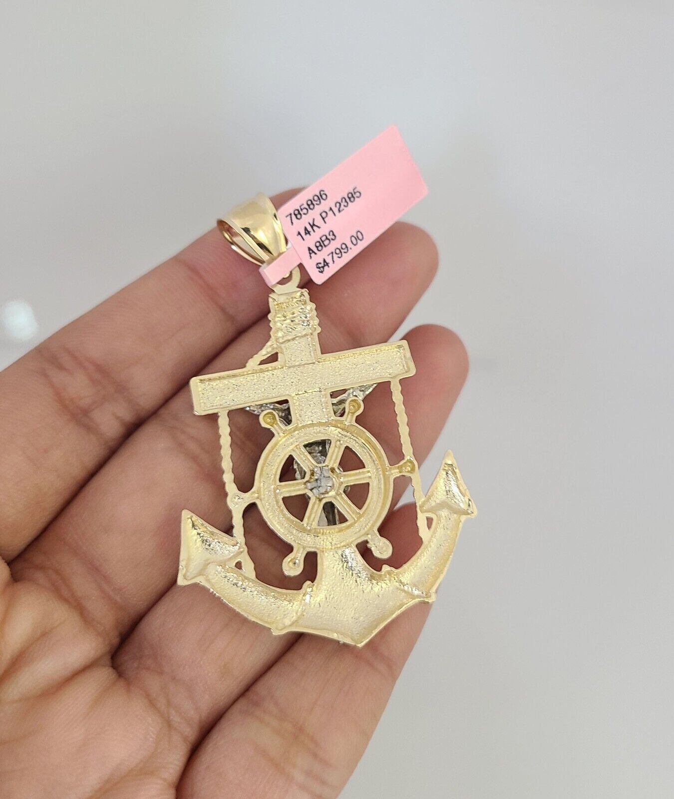 14k Gold Rope Chain Necklace Set 6mm Jesus Anchor Charm Pendant 18"-28" inch