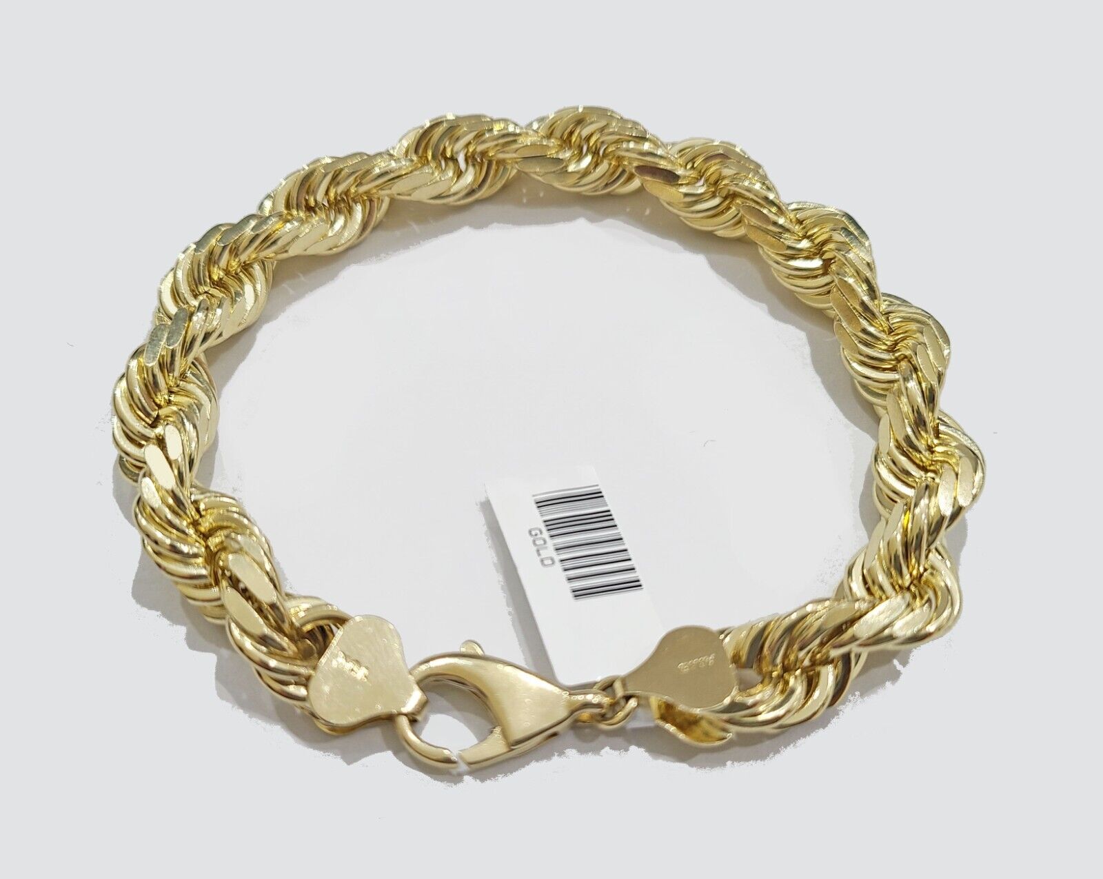 Real 10k Yellow Solid Gold 10mm Rope Bracelet 9'' inch 10kt Unisex