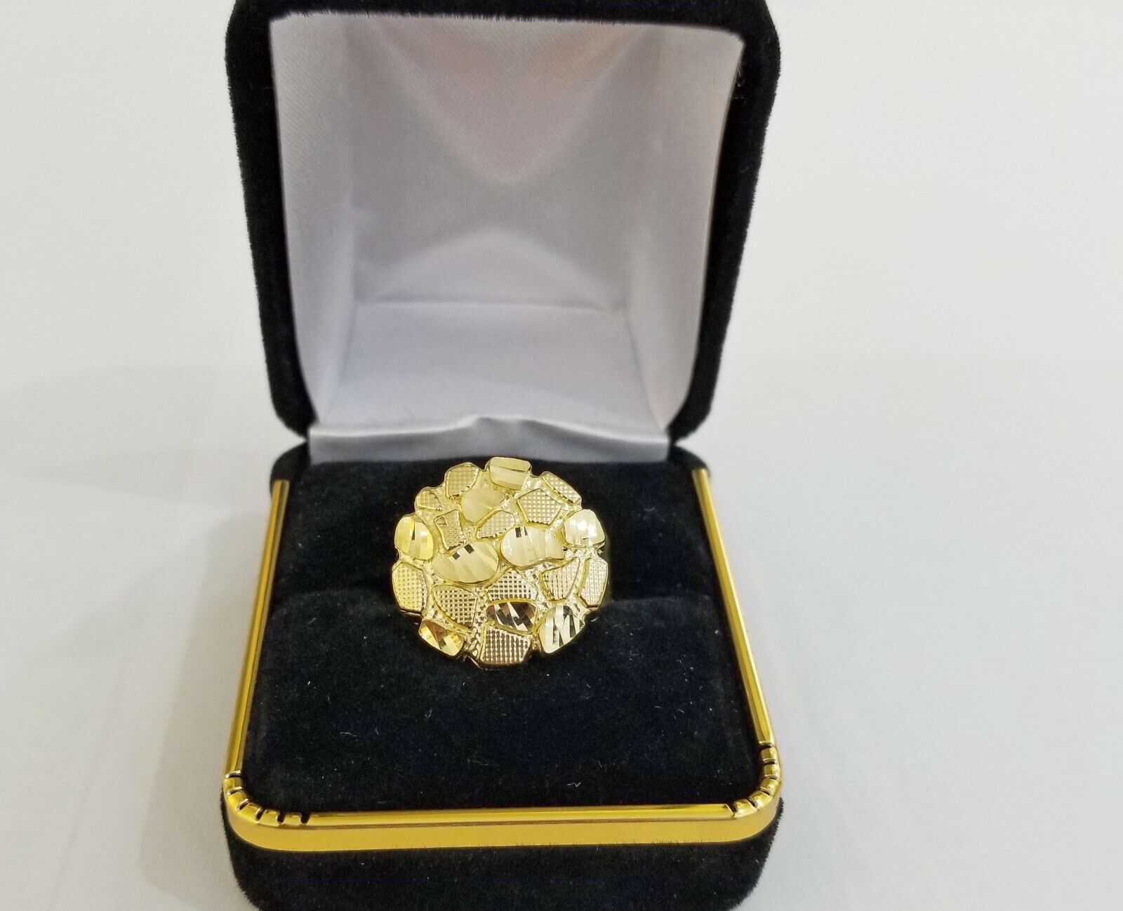 10k yellow Gold Nugget Men Ring All Sizes
