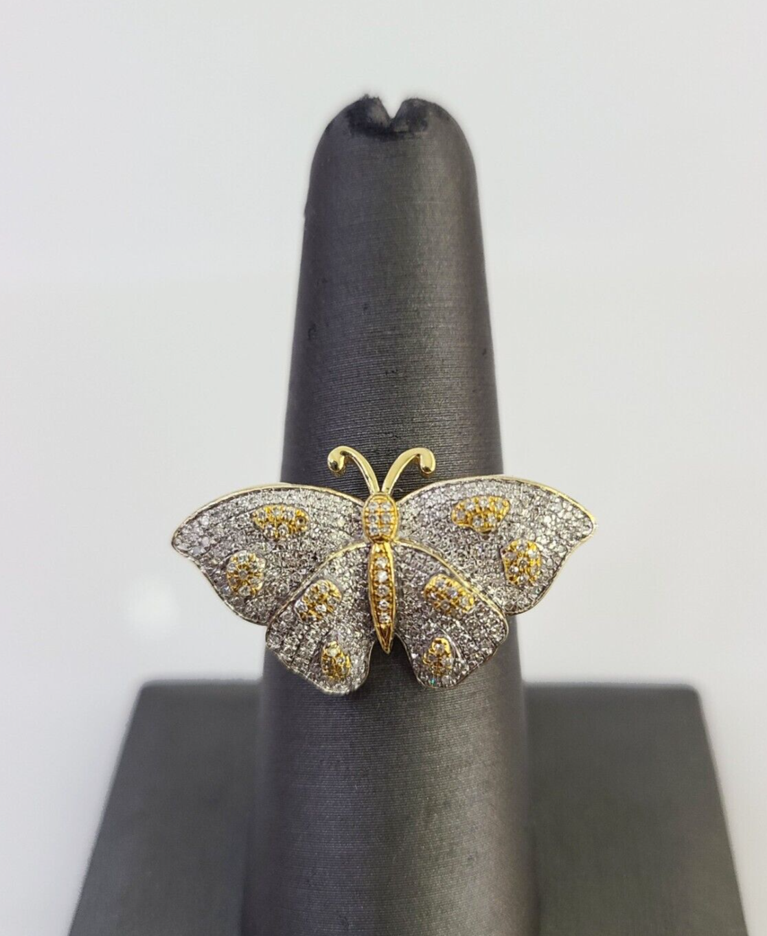 Real 10k Butterfly Diamond Ladies Ring Women Casual 10Kt Yellow Gold All Sizes