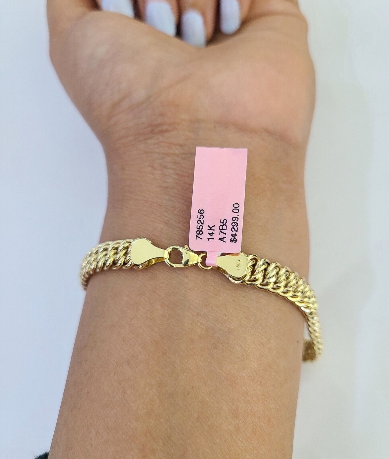 14K Gold Princesa Ring Bracelet 7" 7mm Real Yellow SET Flat Byzantine Link 14Kt All Sizes