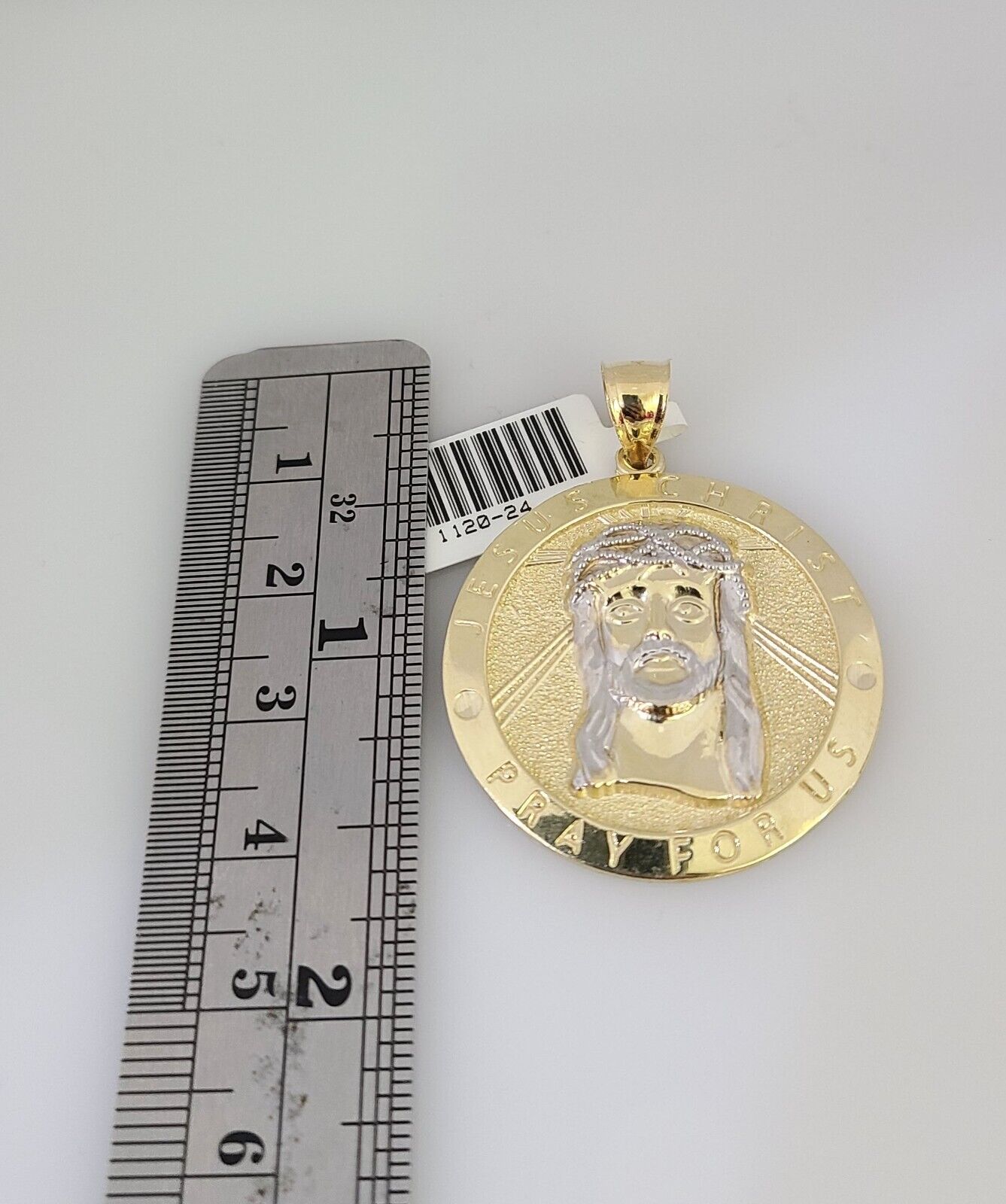 Real 10k Gold Byzantine Chain Jesus Charm Pendant SET 3mm 28 Inch Mens Necklace