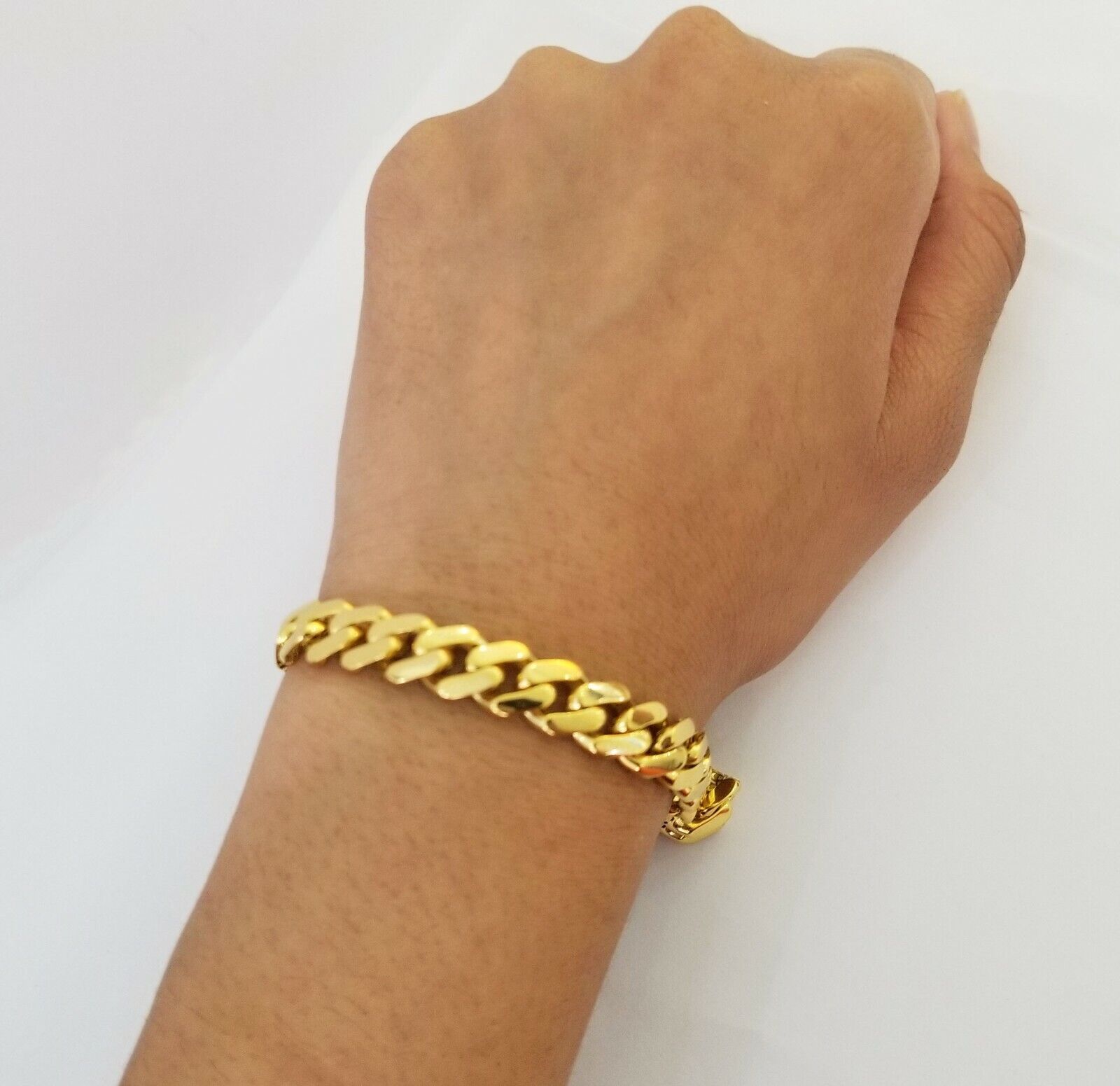 Real 10k Miami Cuban Link Monaco Chain 9mm Box Clasp 8" bracelet