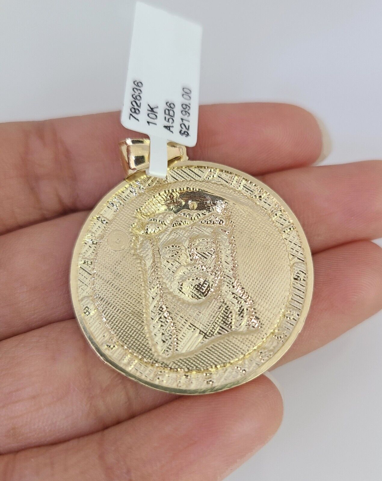 Real 10k Gold Byzantine Chain Jesus Charm Pendant SET 3mm 26 Inch Mens Necklace