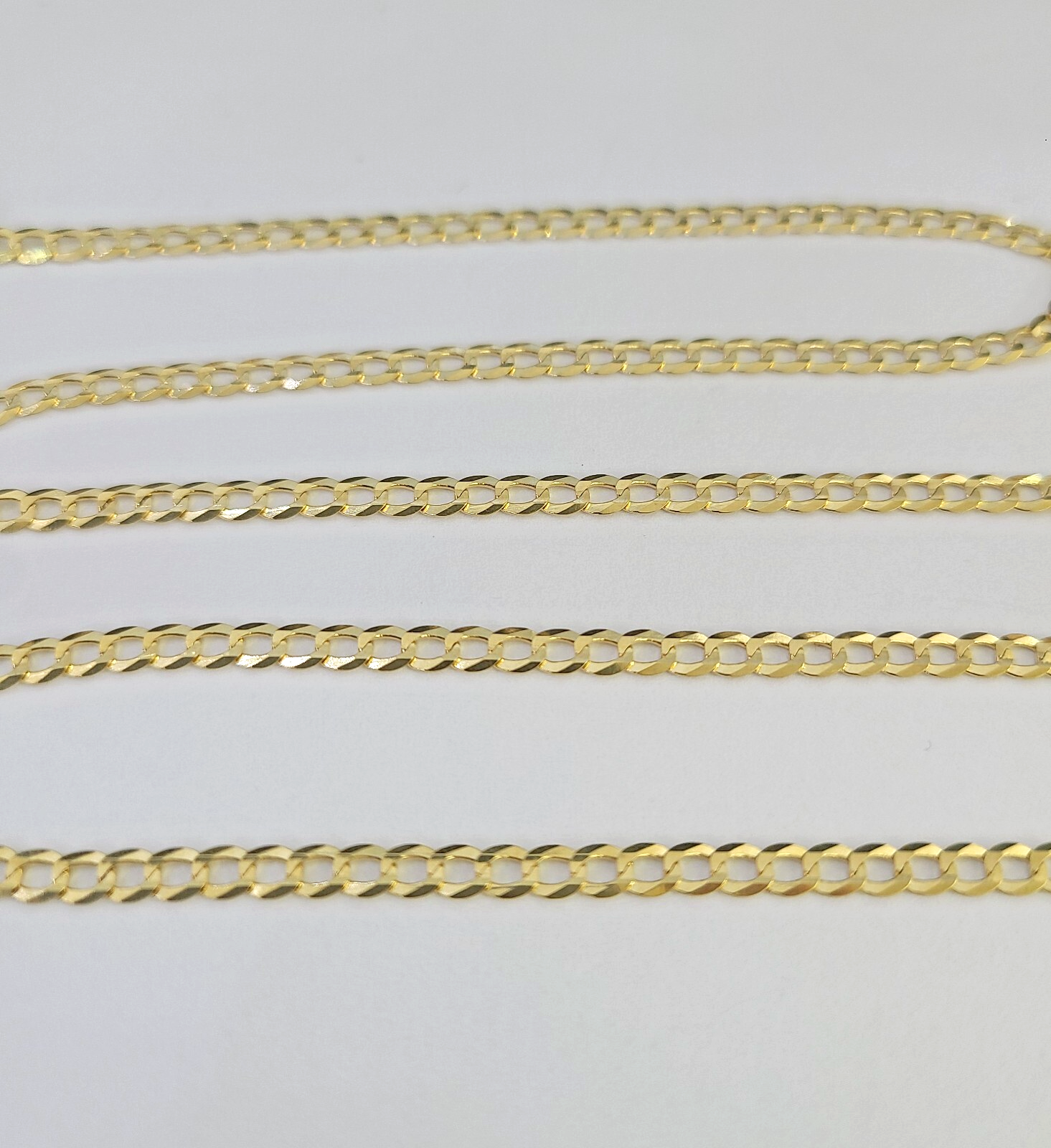 Real 18kt Cuban Curb Chain Necklace 3mm 22 Inch Yellow Gold Men Women SOLID